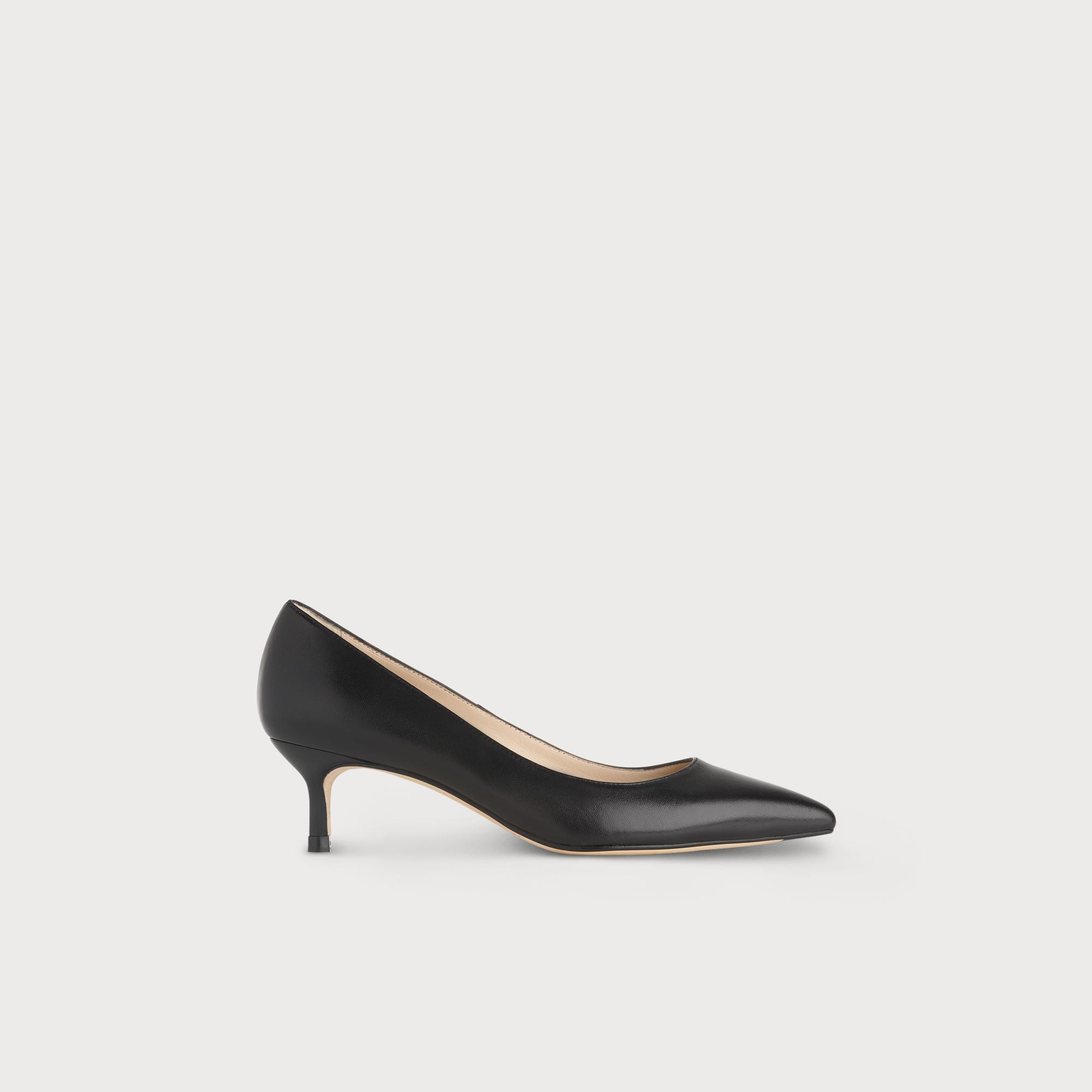 black kitten heel court shoes