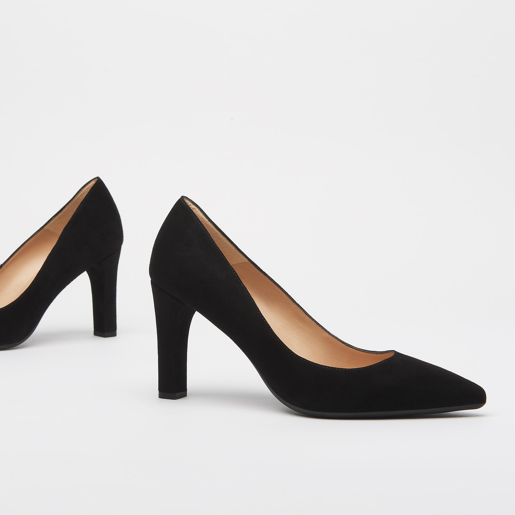 black suede court shoes uk