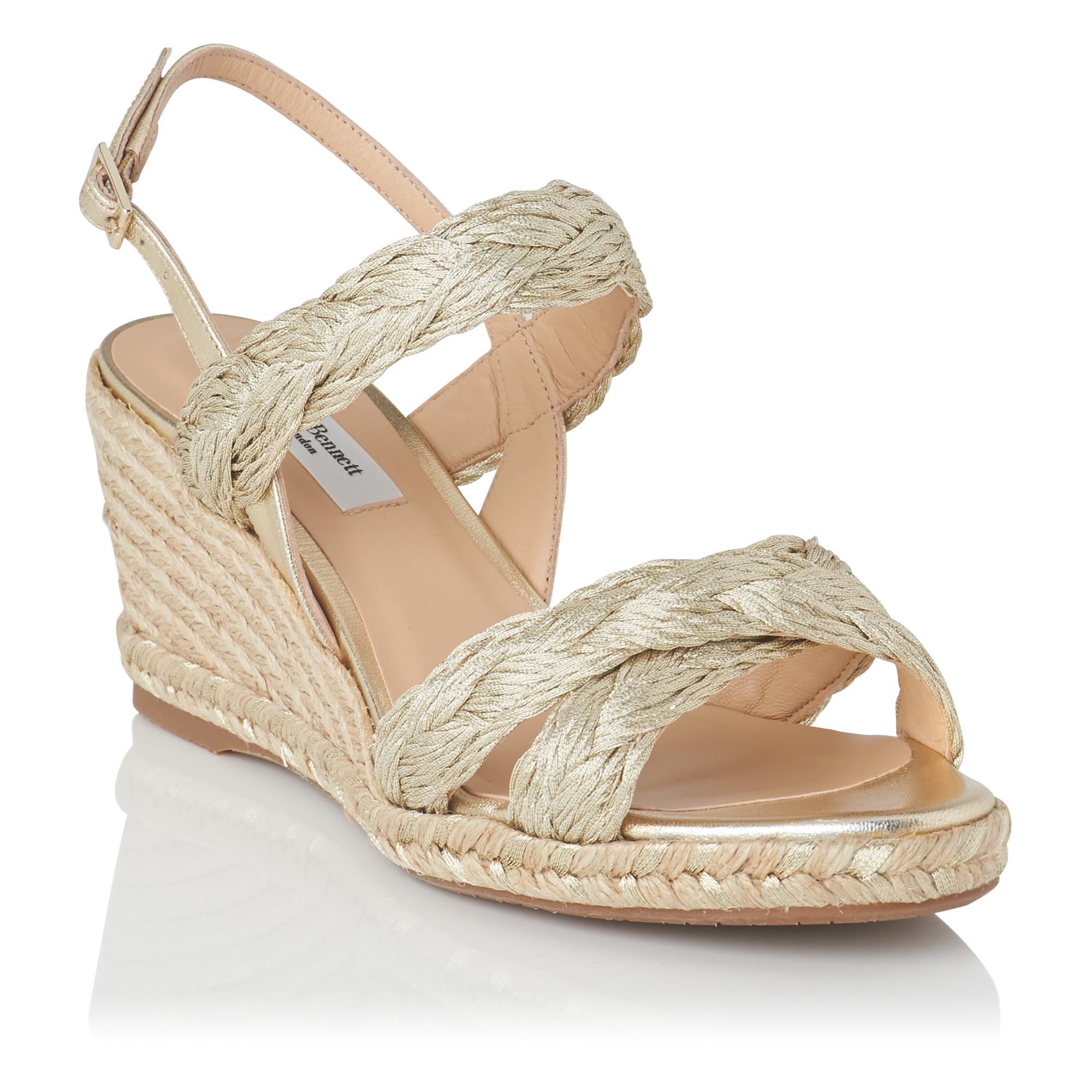lk bennett gold wedges