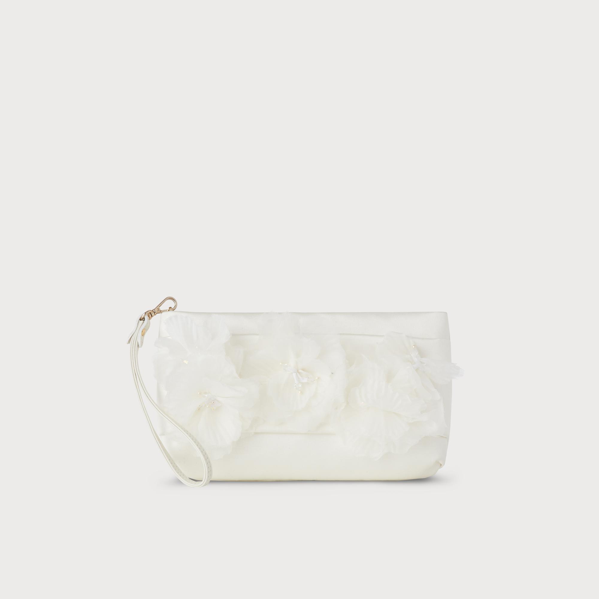 ivory satin clutch