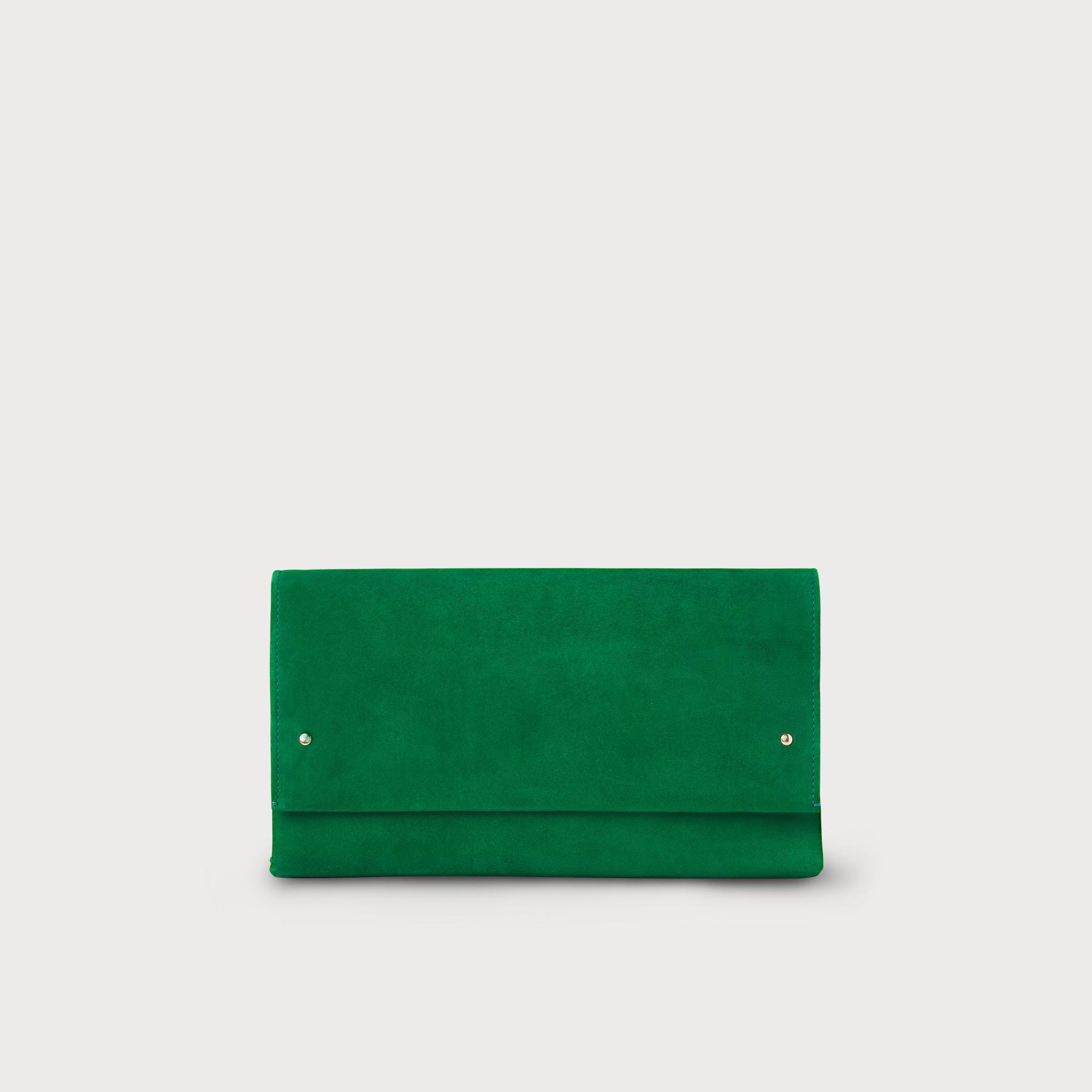 Madeline Green Suede Clutch