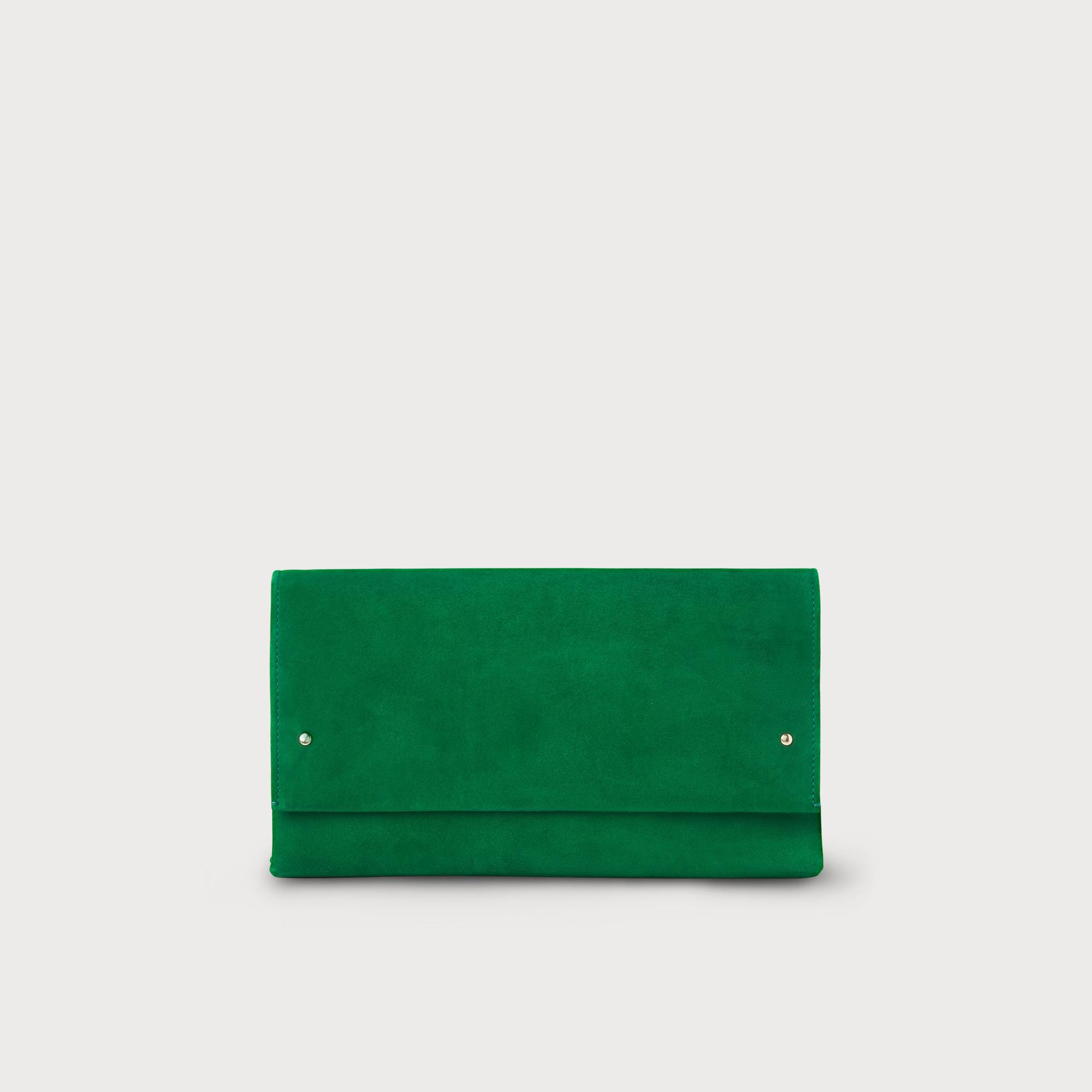 green suede clutch