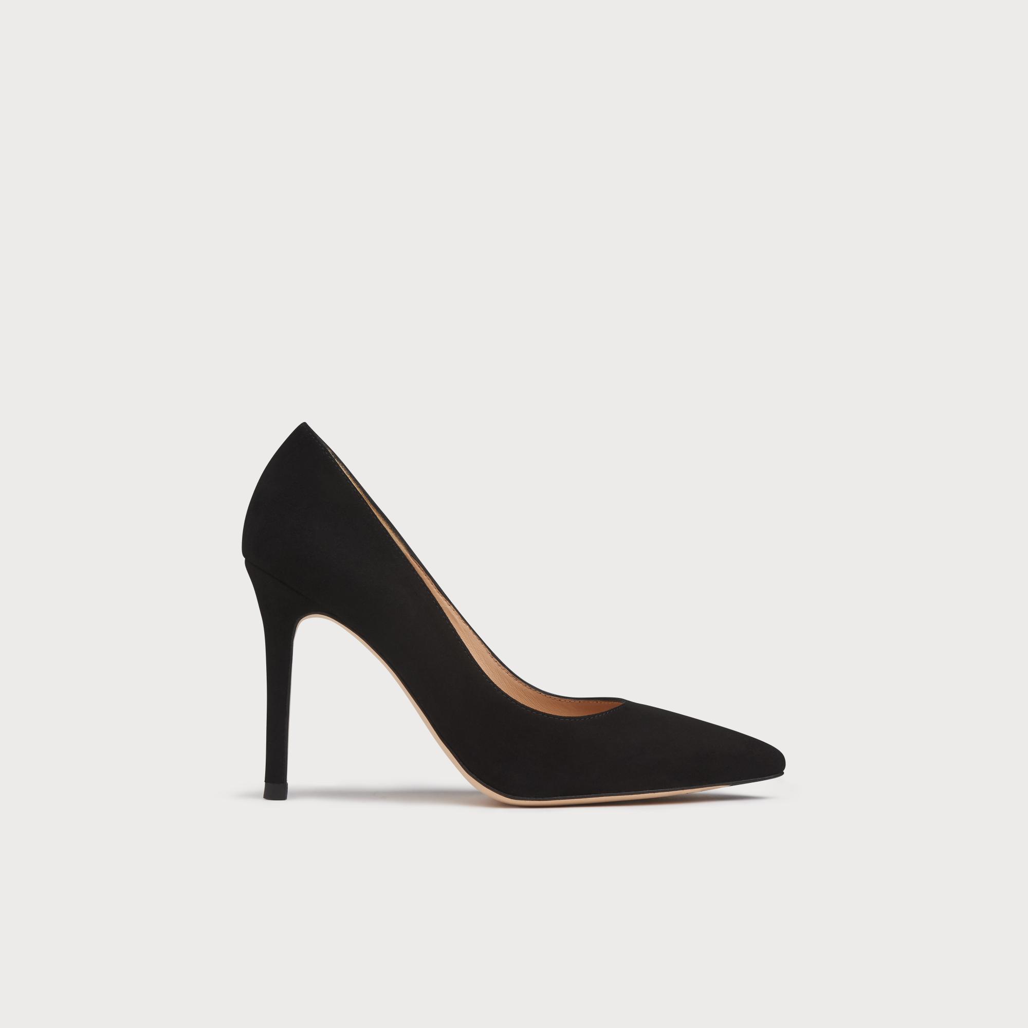 black suede court shoes uk