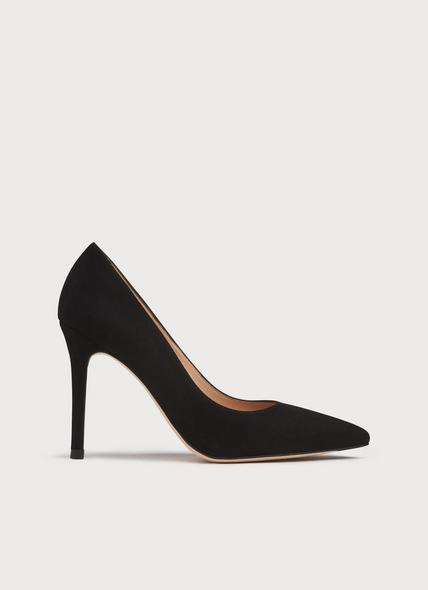 Fern Black Suede Pointed Toe Courts