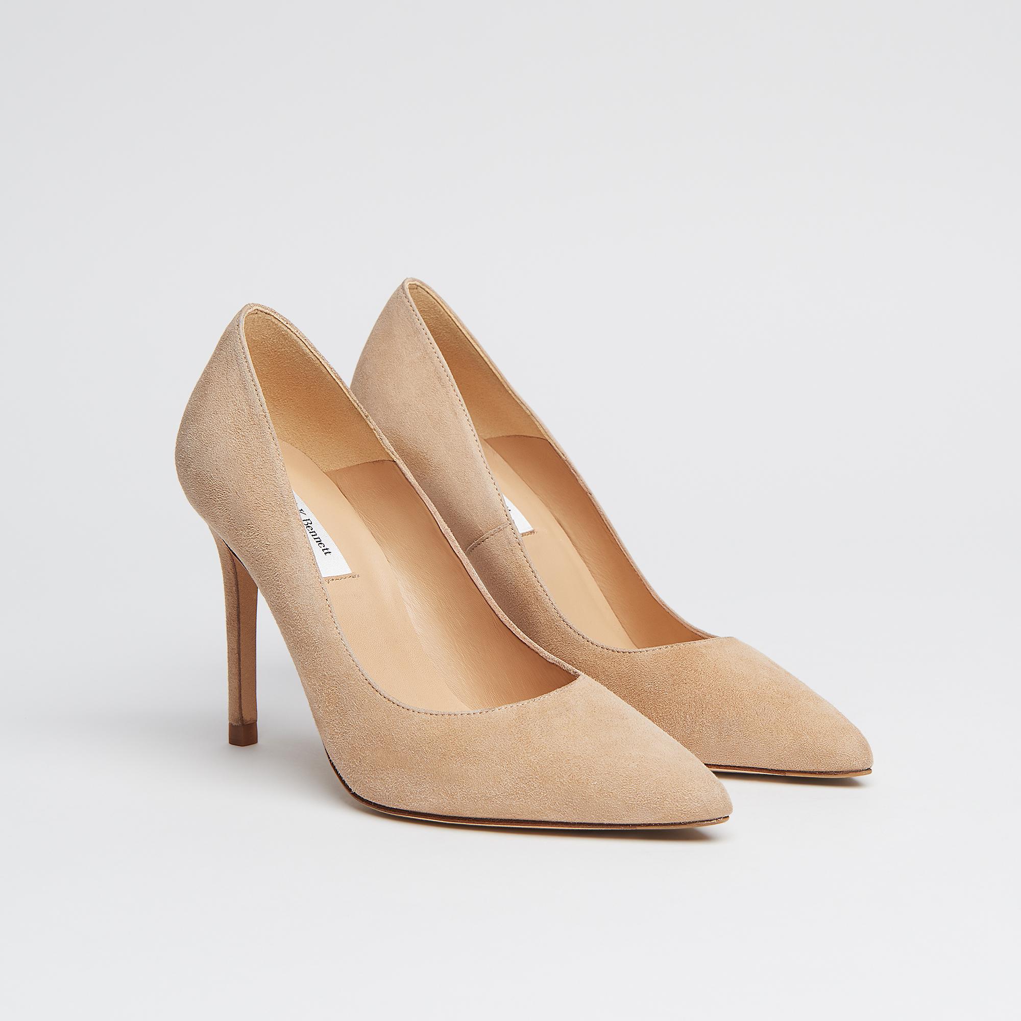 tan suede court shoes