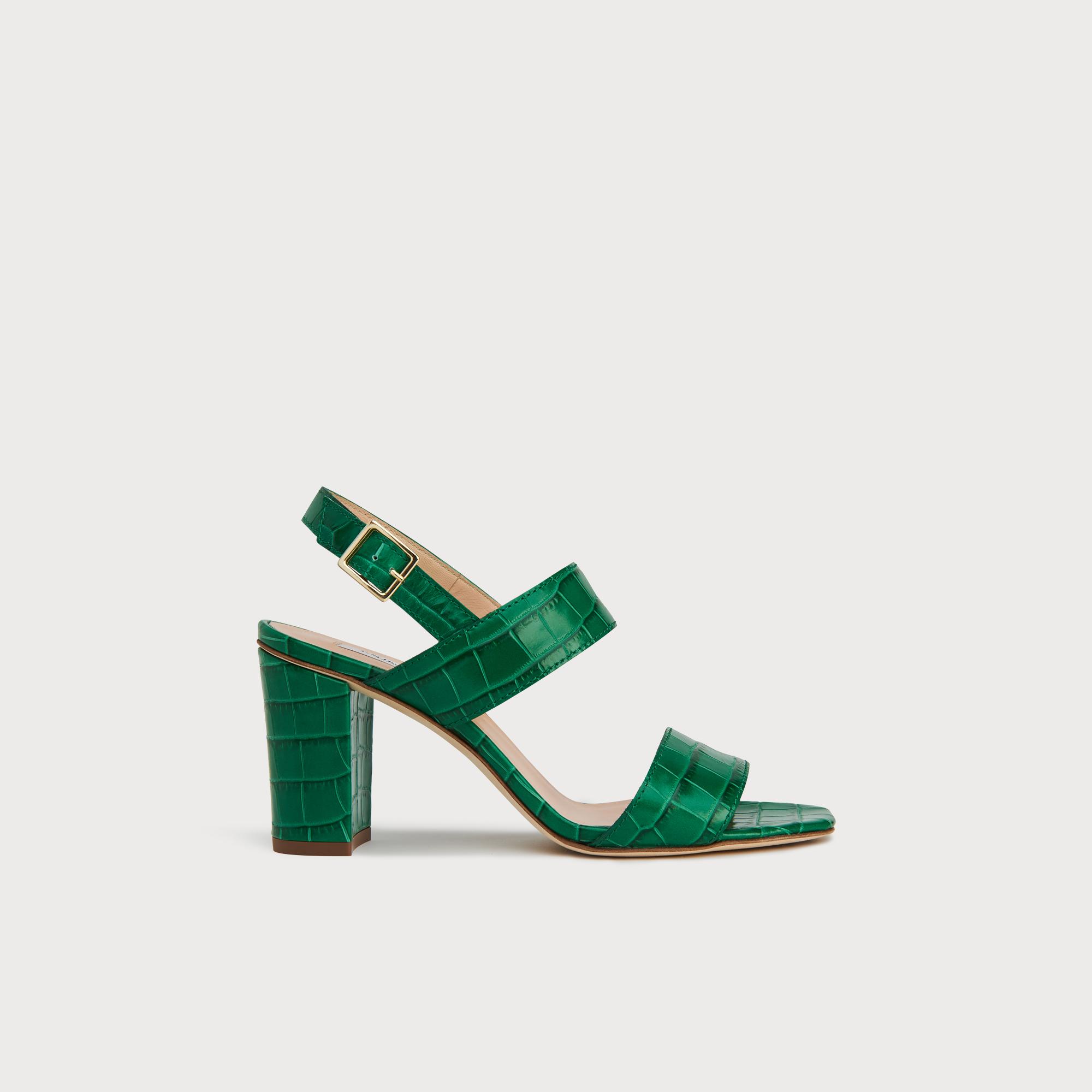 Rhiannon Green Croc Effect Sandals 