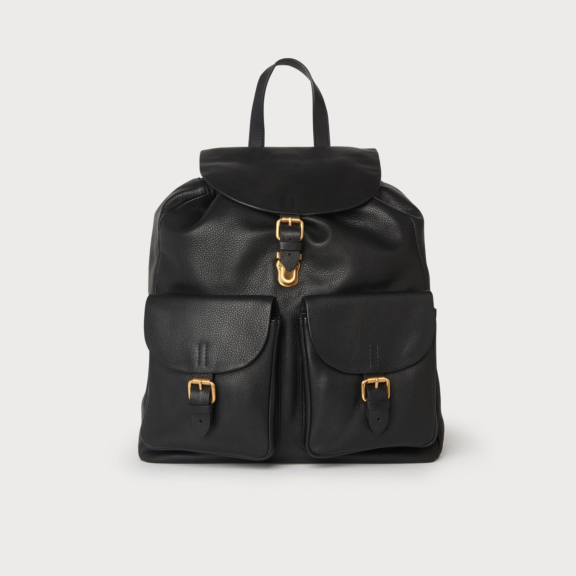 black leather handbag backpack