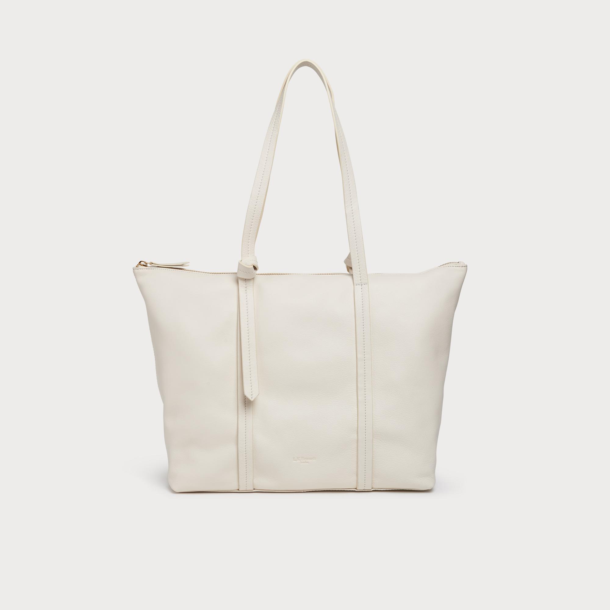 cream leather tote bag