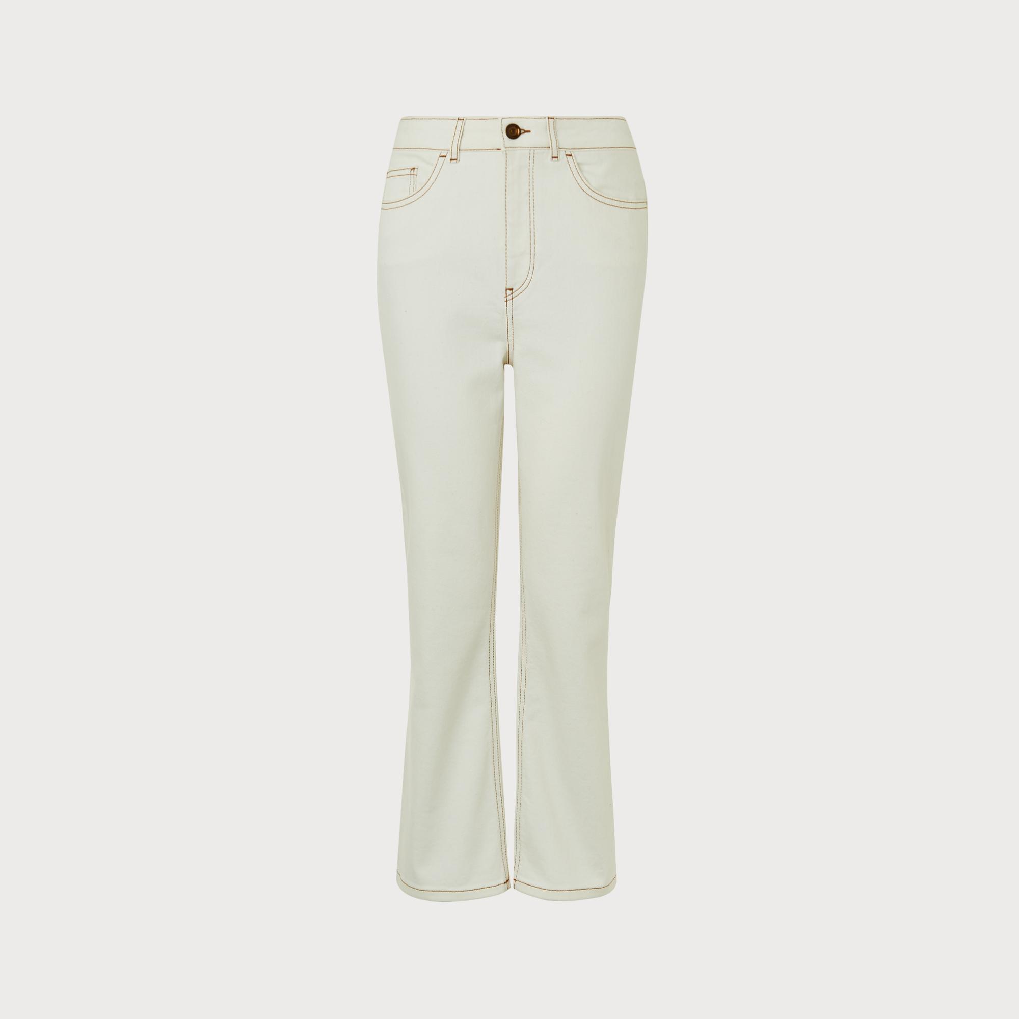 cream flare jeans