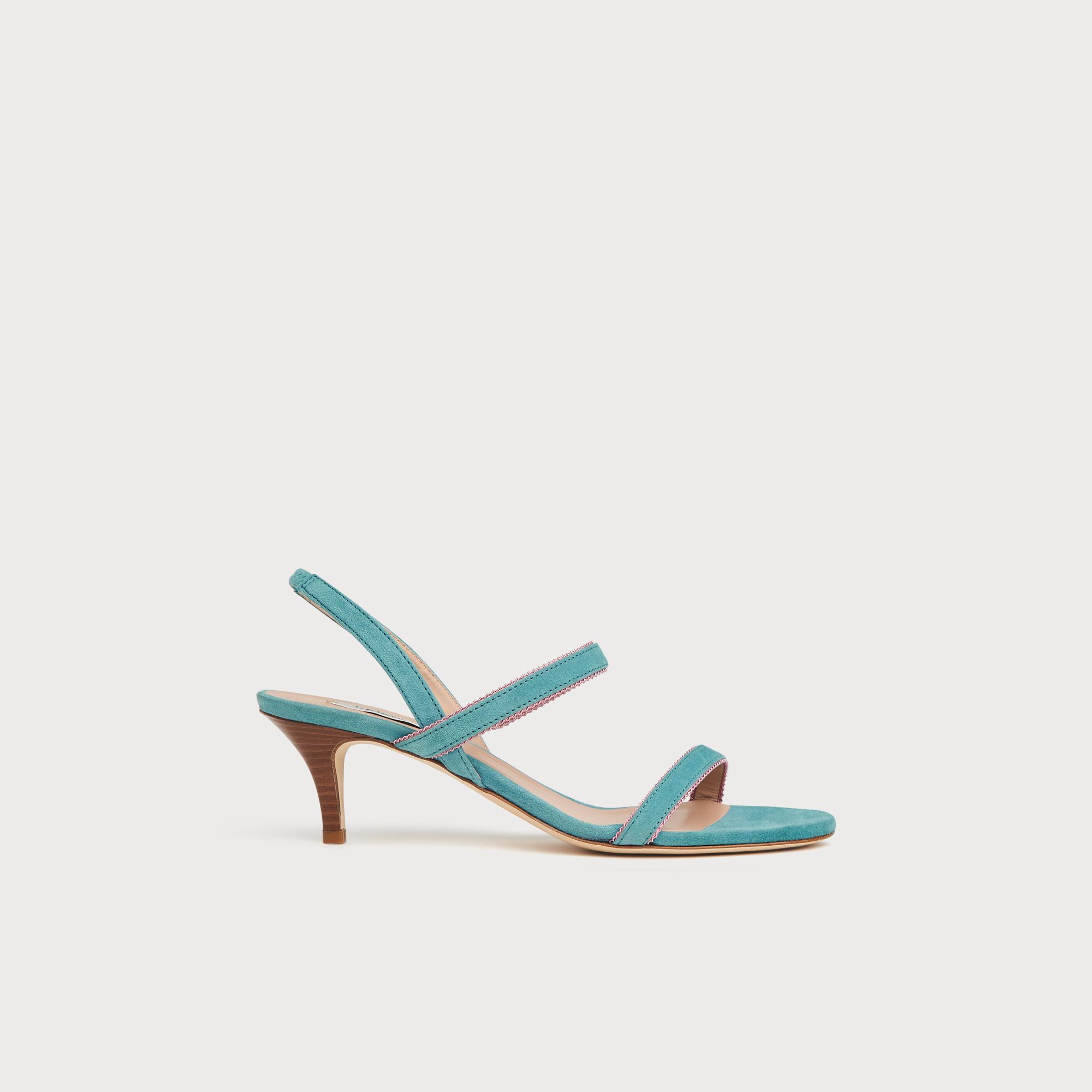 blue suede sandals
