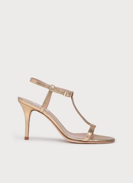 North Gold Leather T-Bar Sandals