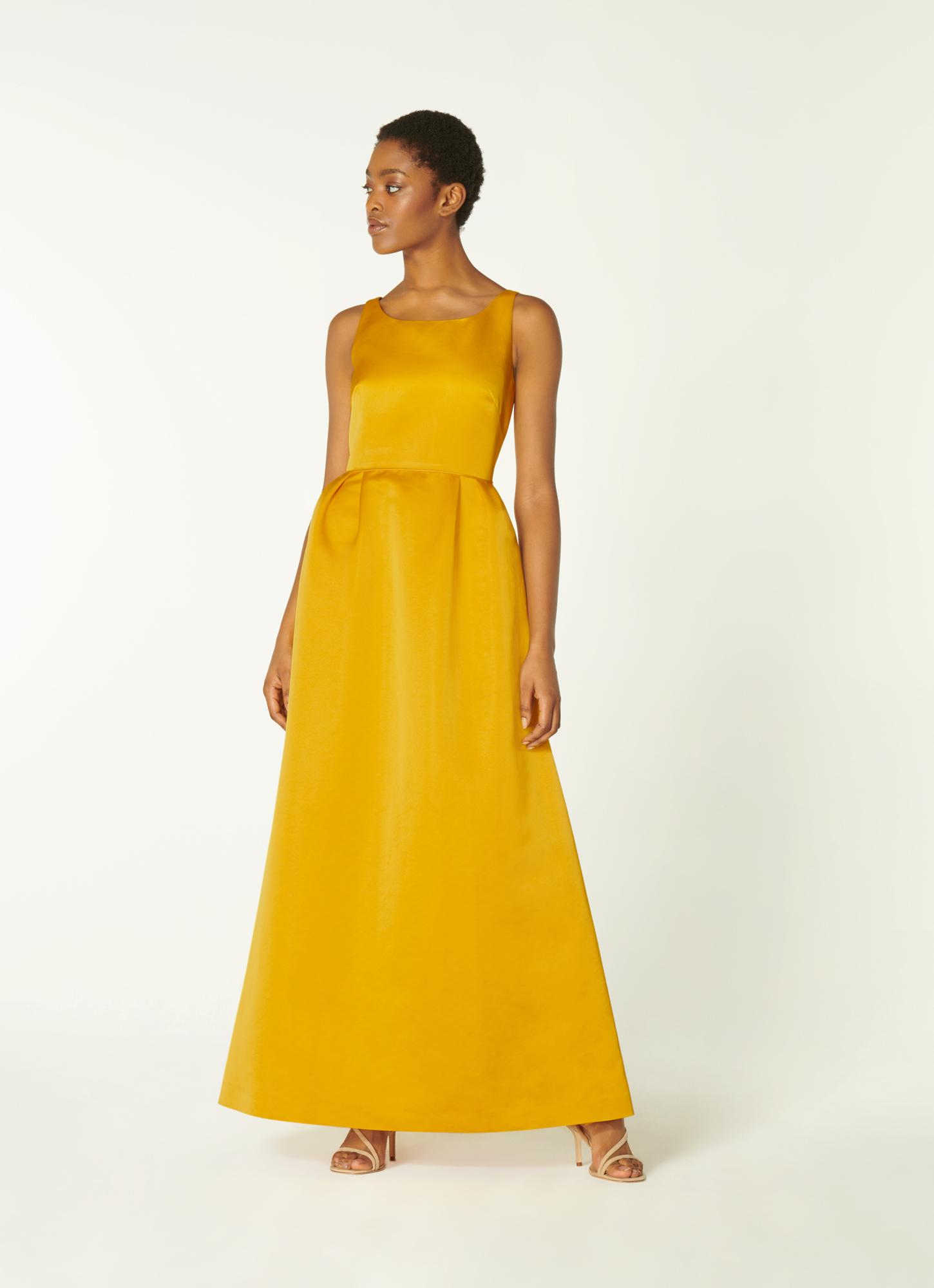 yellow satin maxi dress