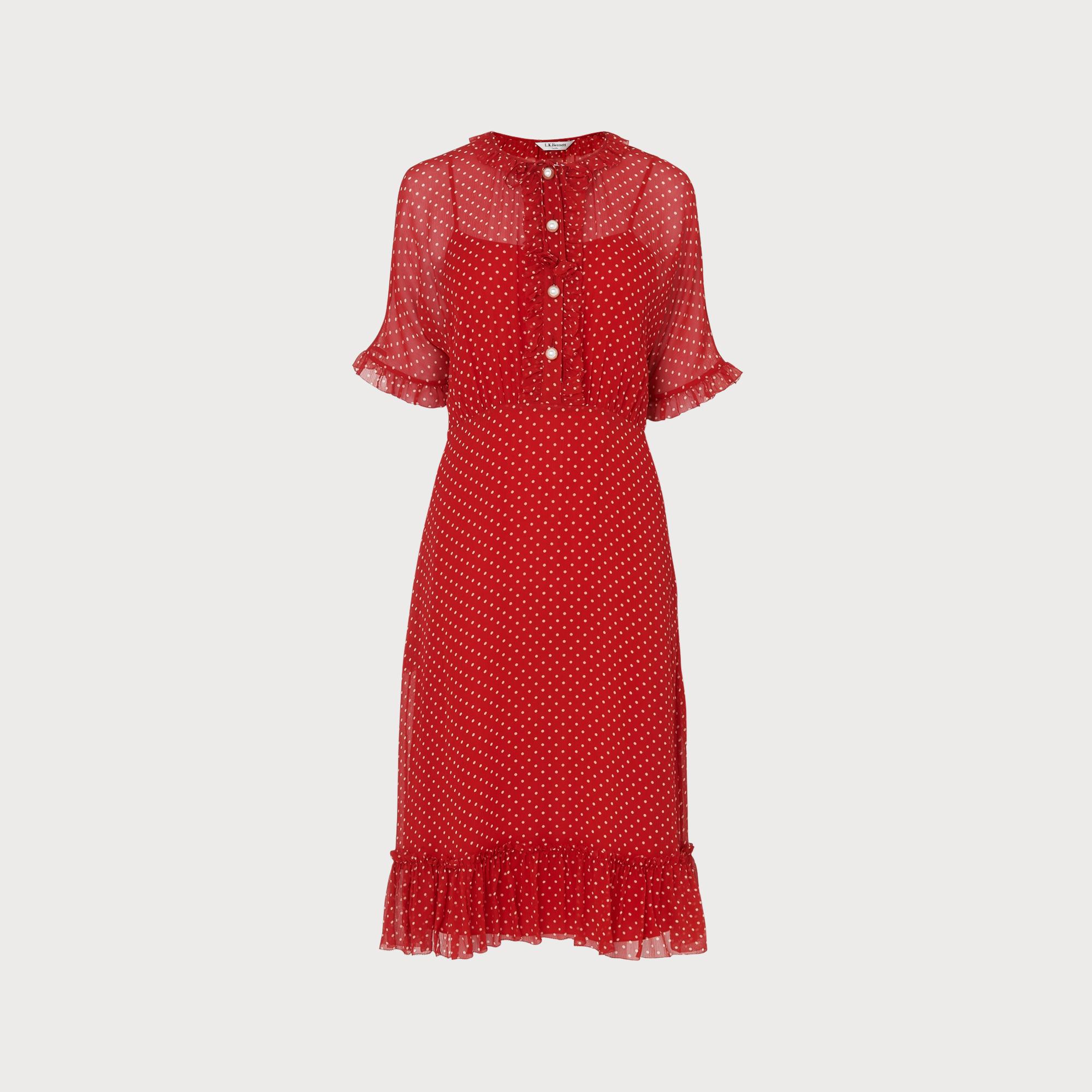 lk bennett red silk dress