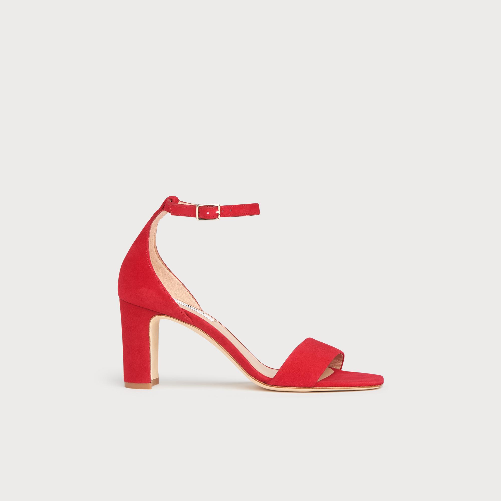 red suede block heels