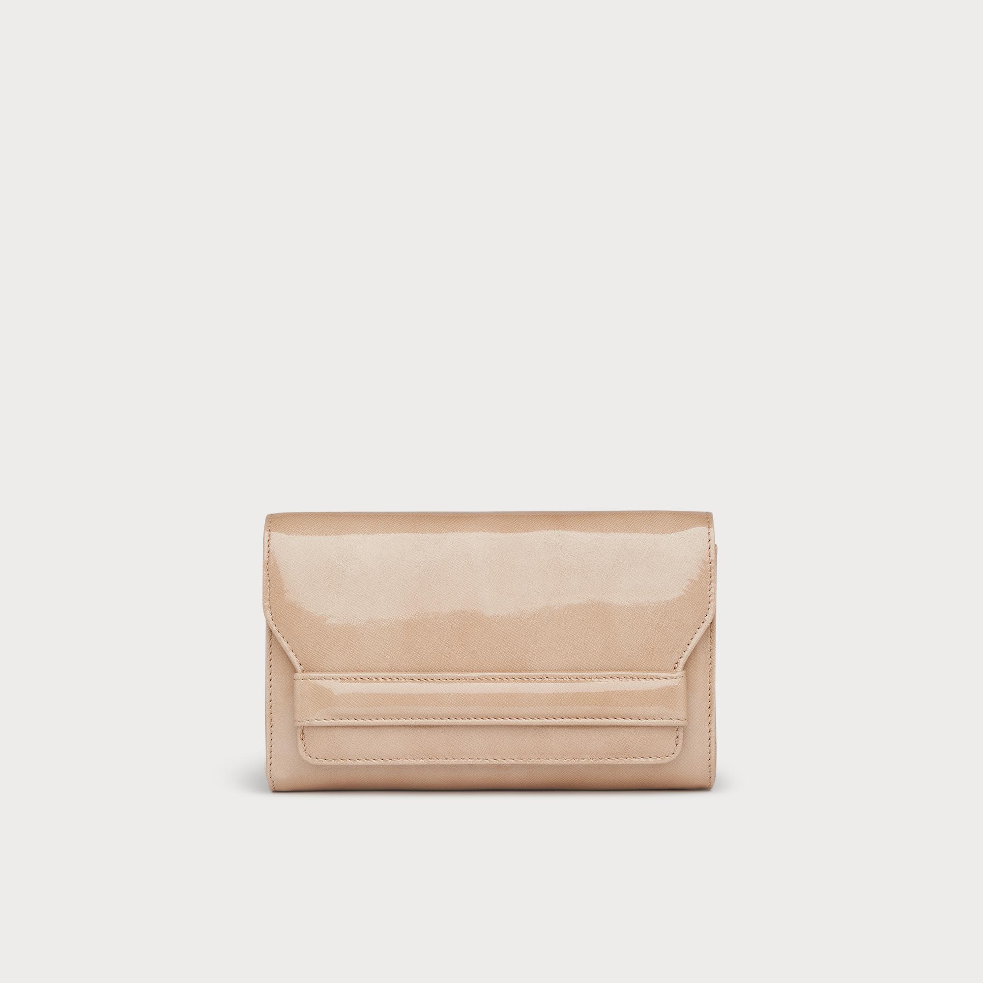 beige leather clutch bag