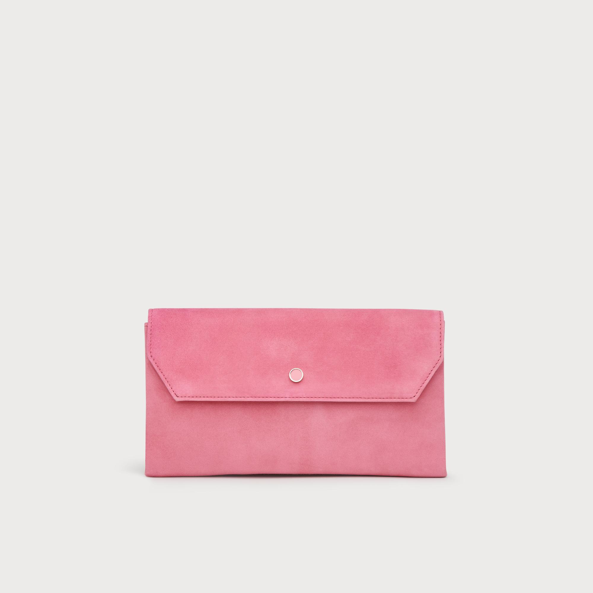 pink suede clutch