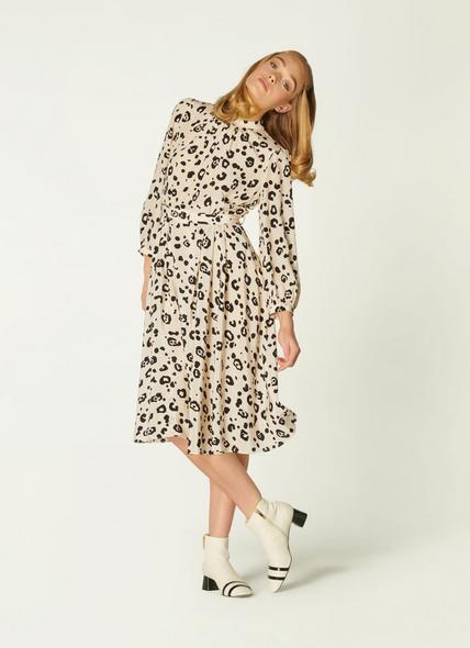 May Cheetah Print Silk Midi Dress