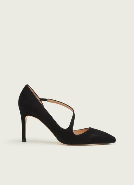 Heather Black Suede D'Orsay Courts