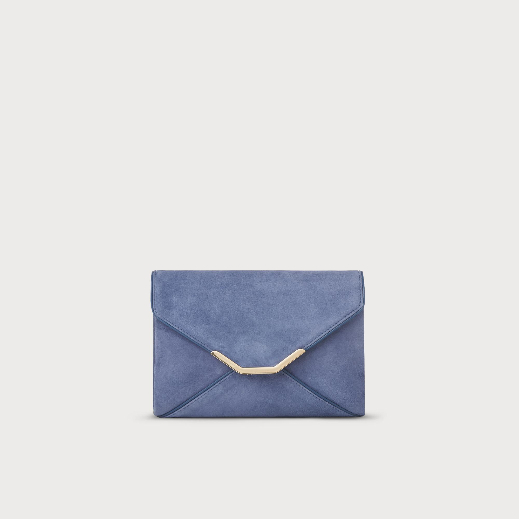 Alena Blue Suede Clutch