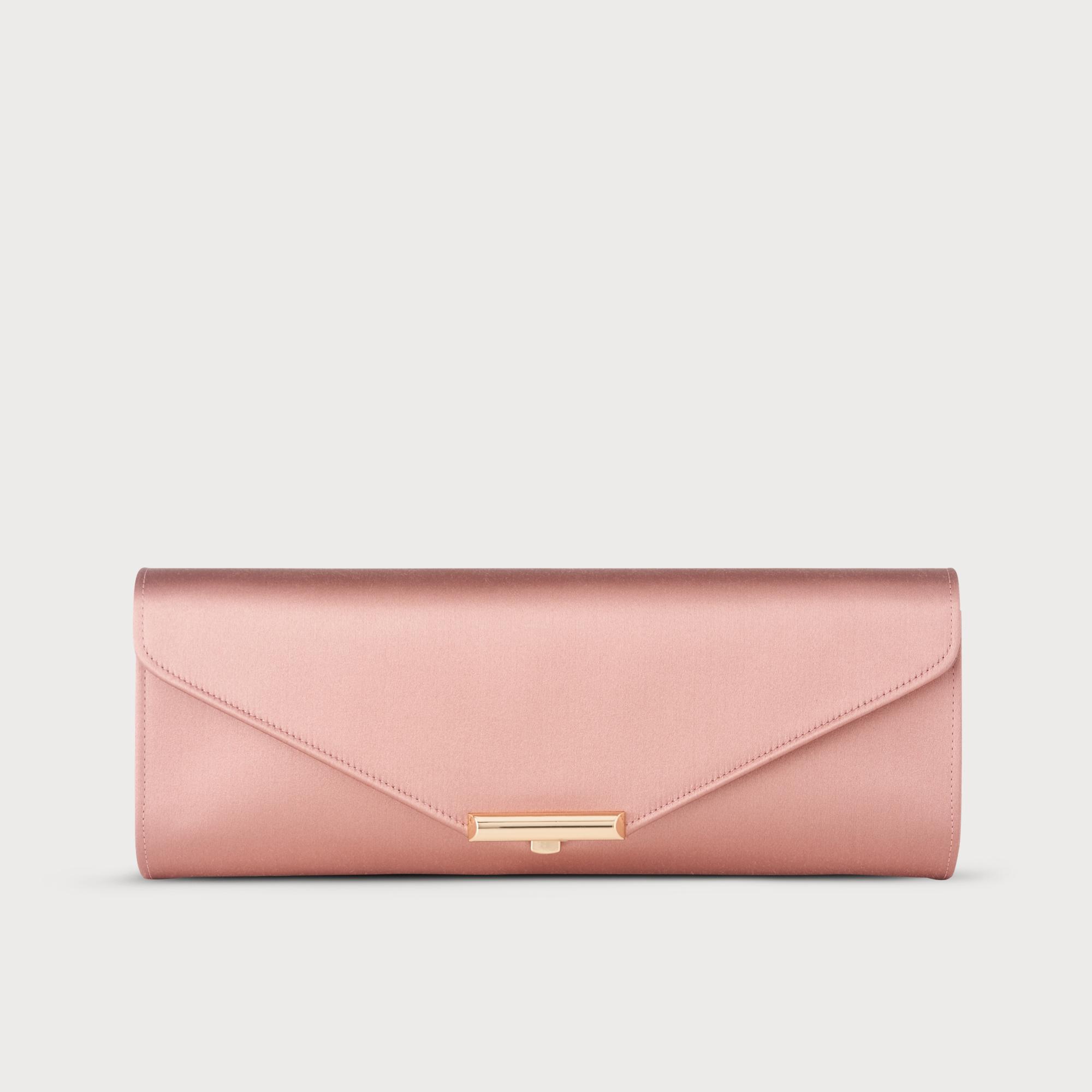 Cecilia Pink Satin Clutch