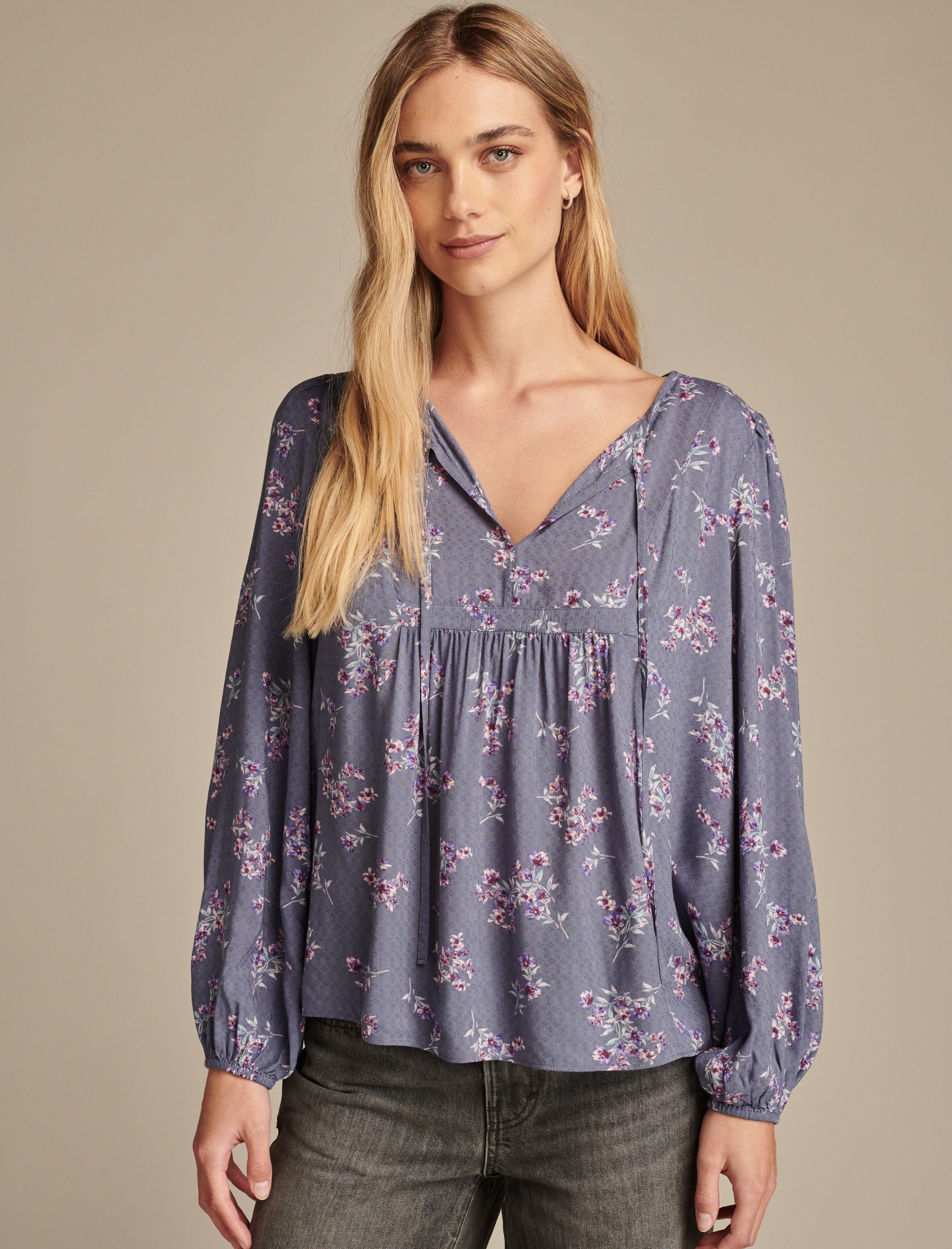 Floral Printed Peasant Top