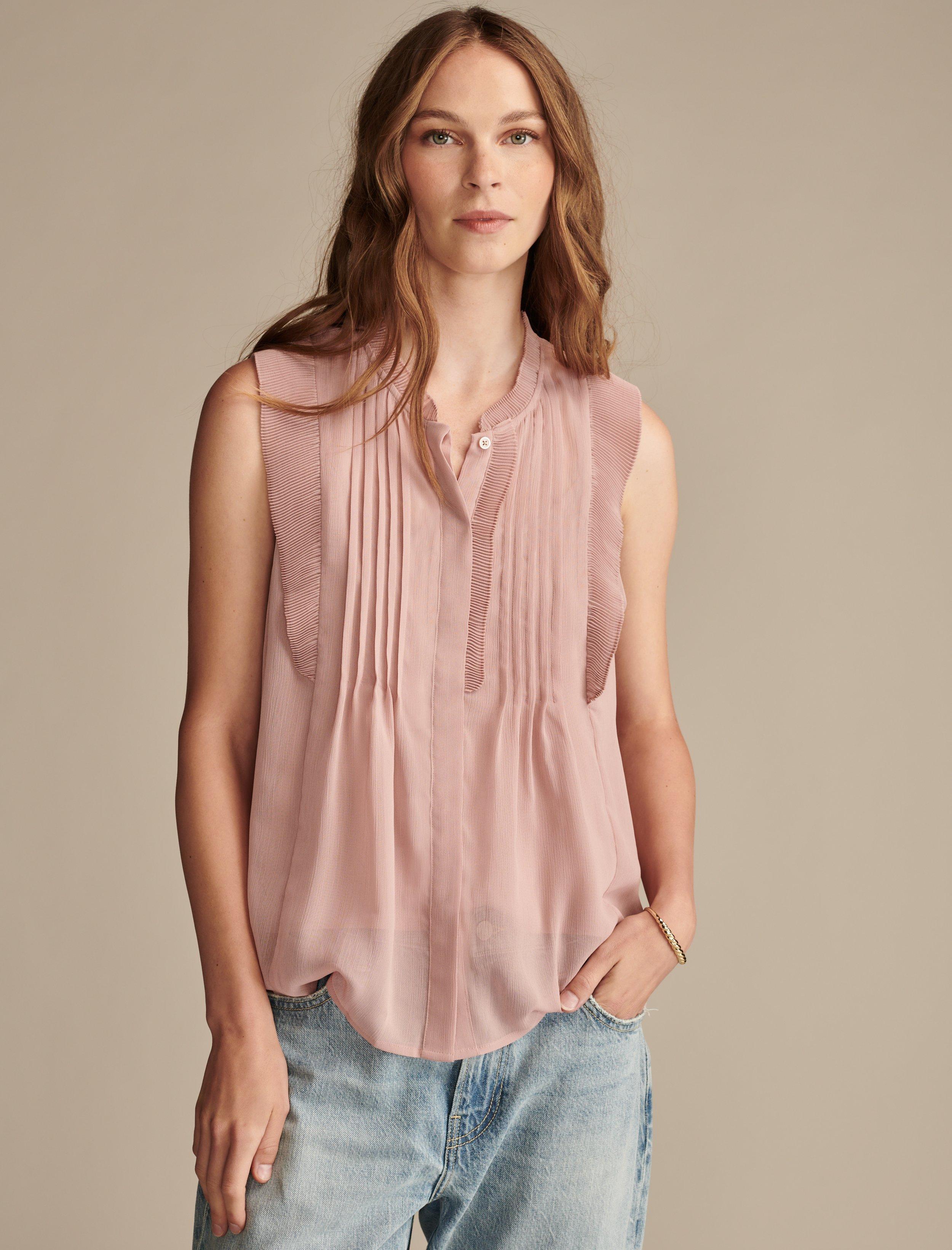 SLEEVELESS PINTUCK BLOUSE