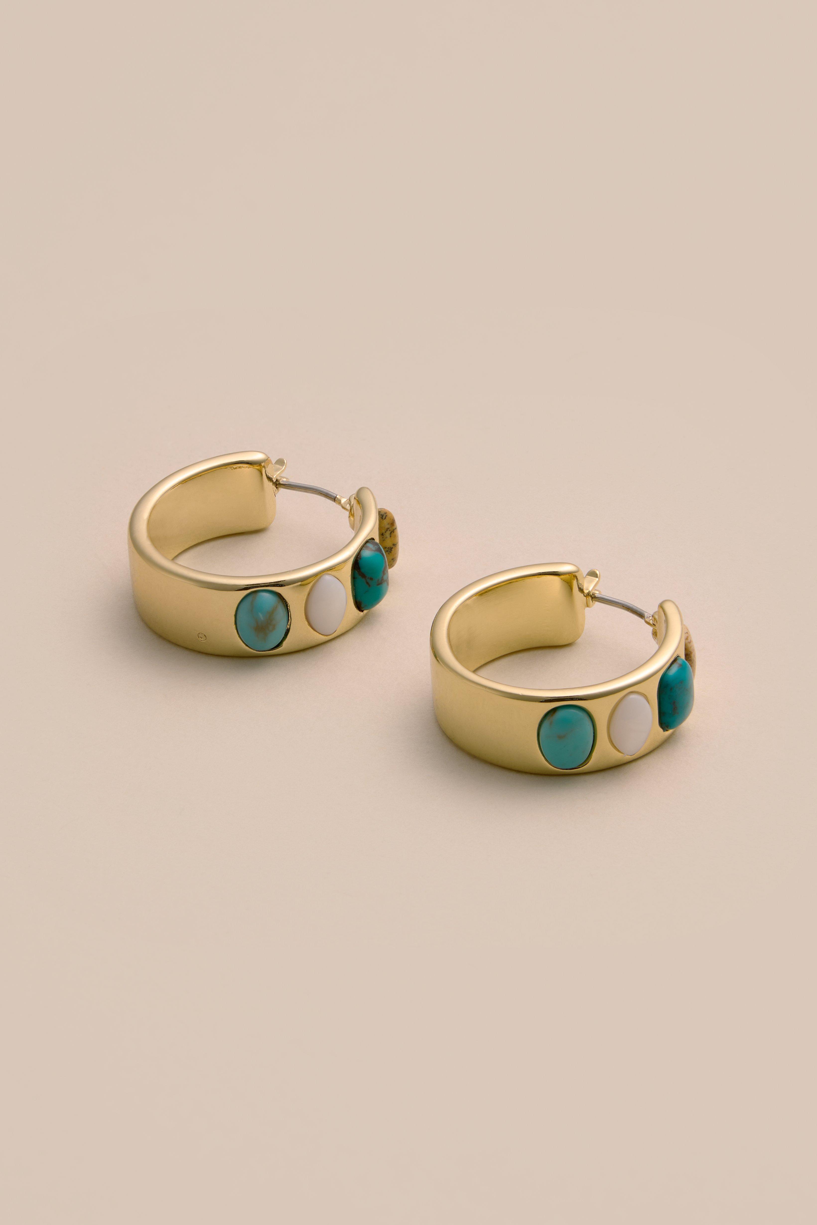 STONE HOOP EARRINGS