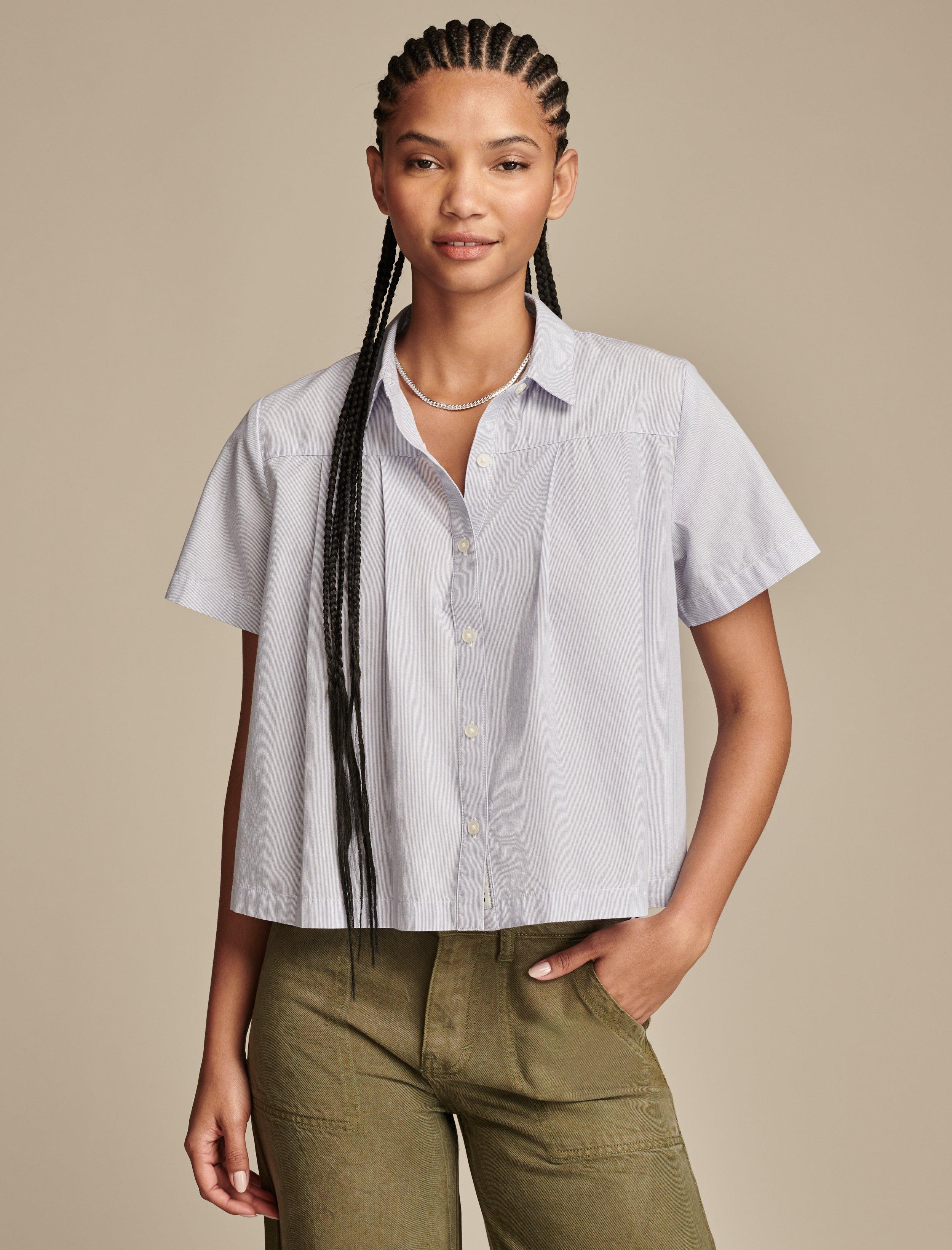 PLEATED BUTTON-DOWN SHIRT