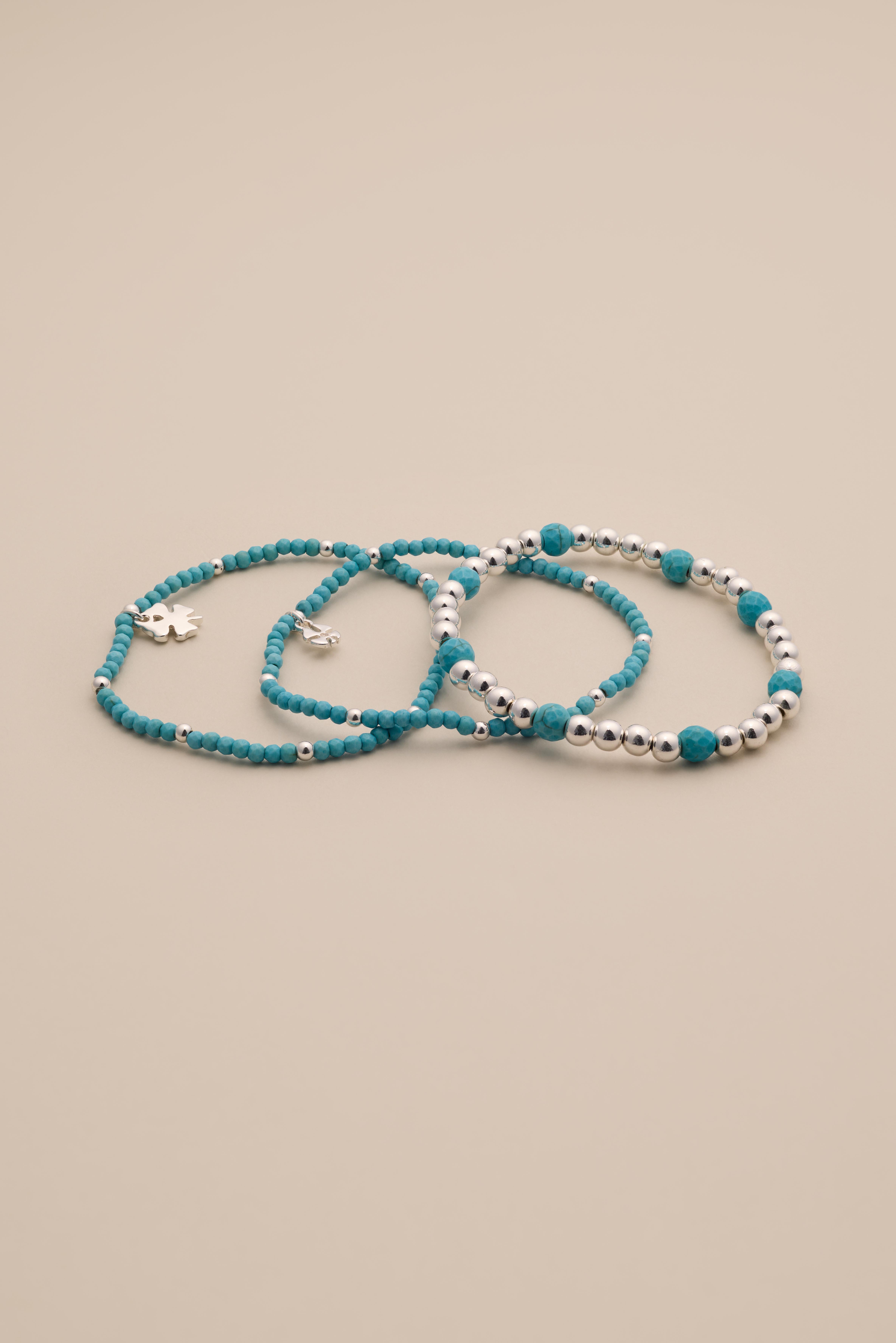 TURQ BEADED BRACELET SET