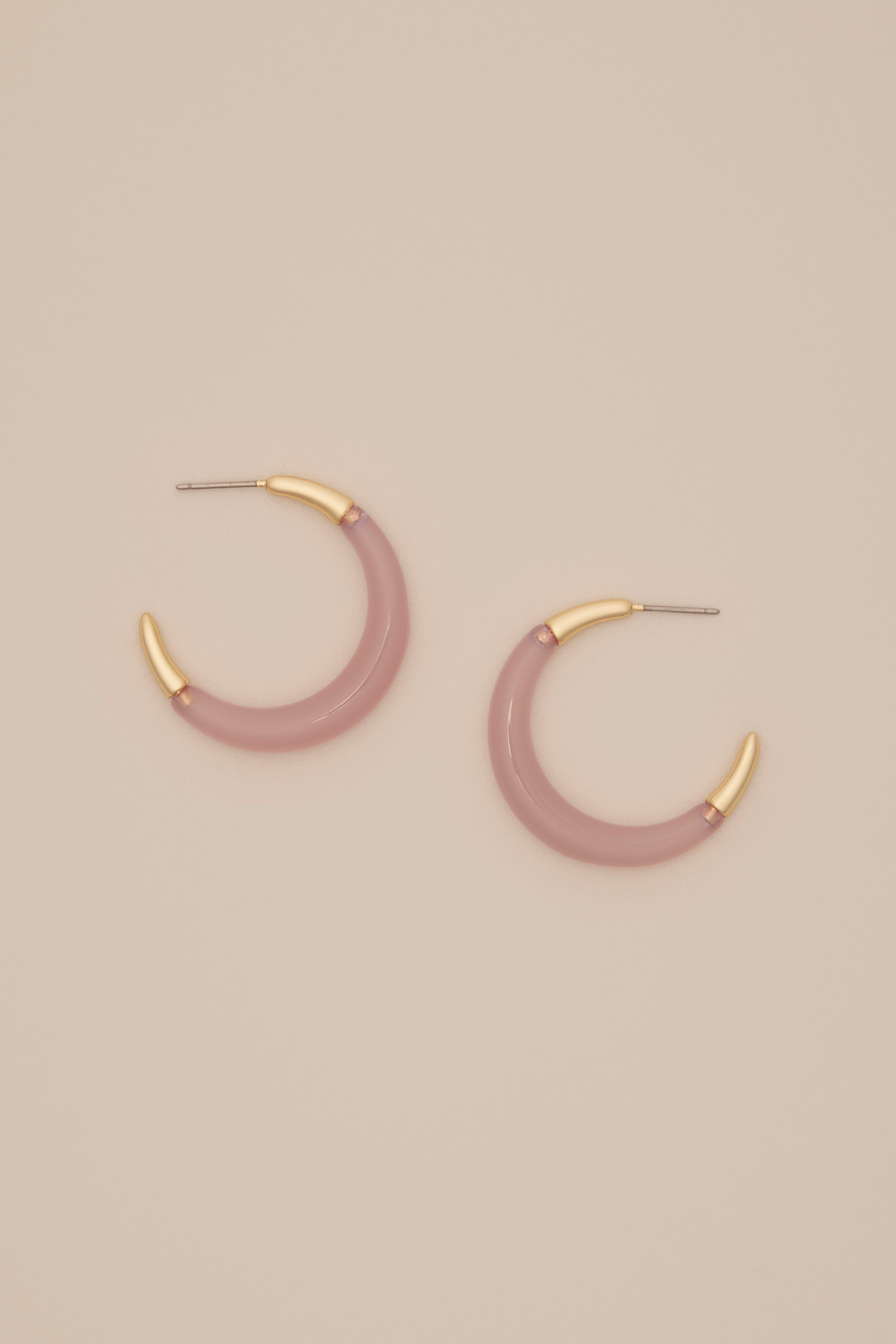 PINK RESIN HOOP EARRINGS