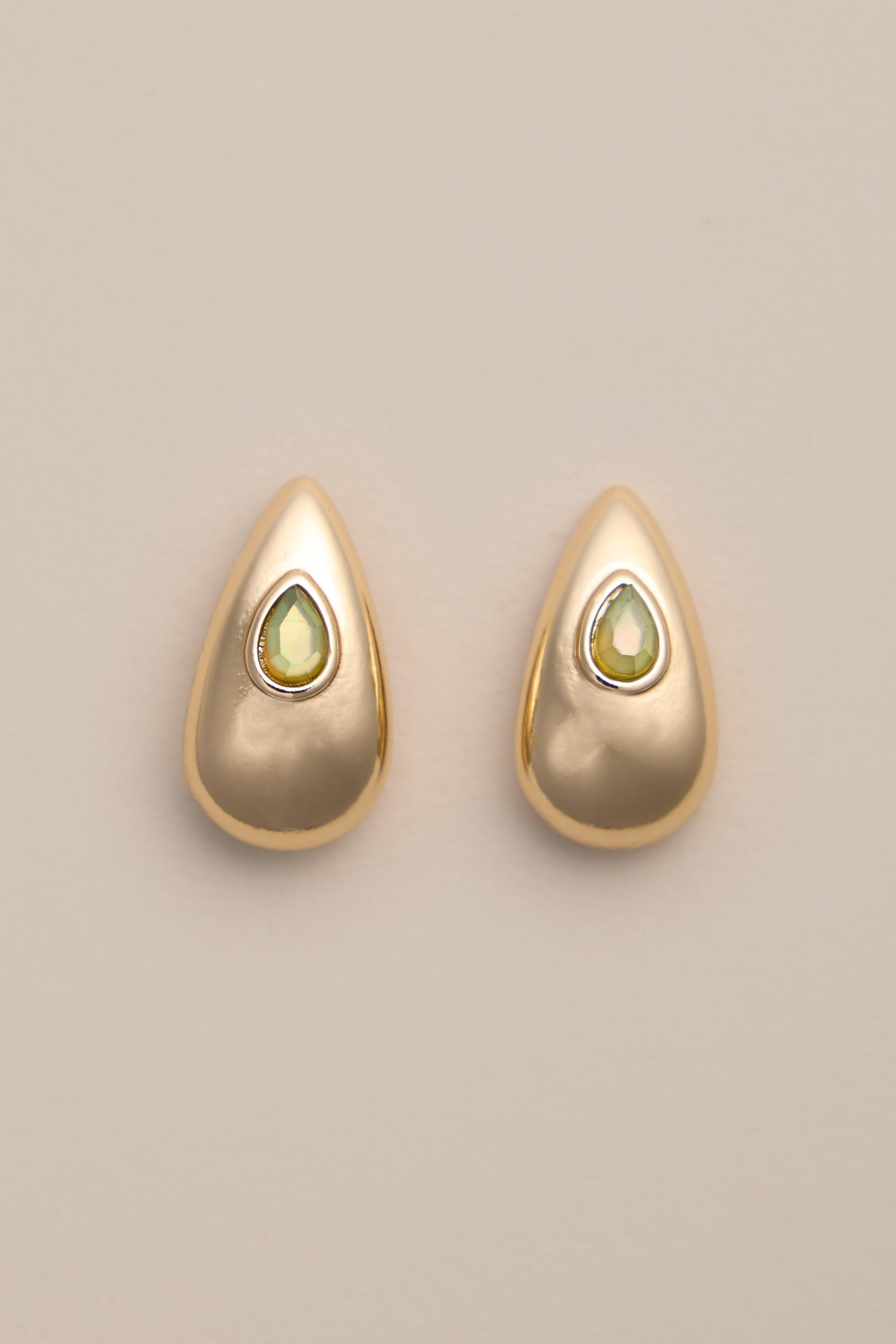 SET STONE TEARDROP EARRINGS