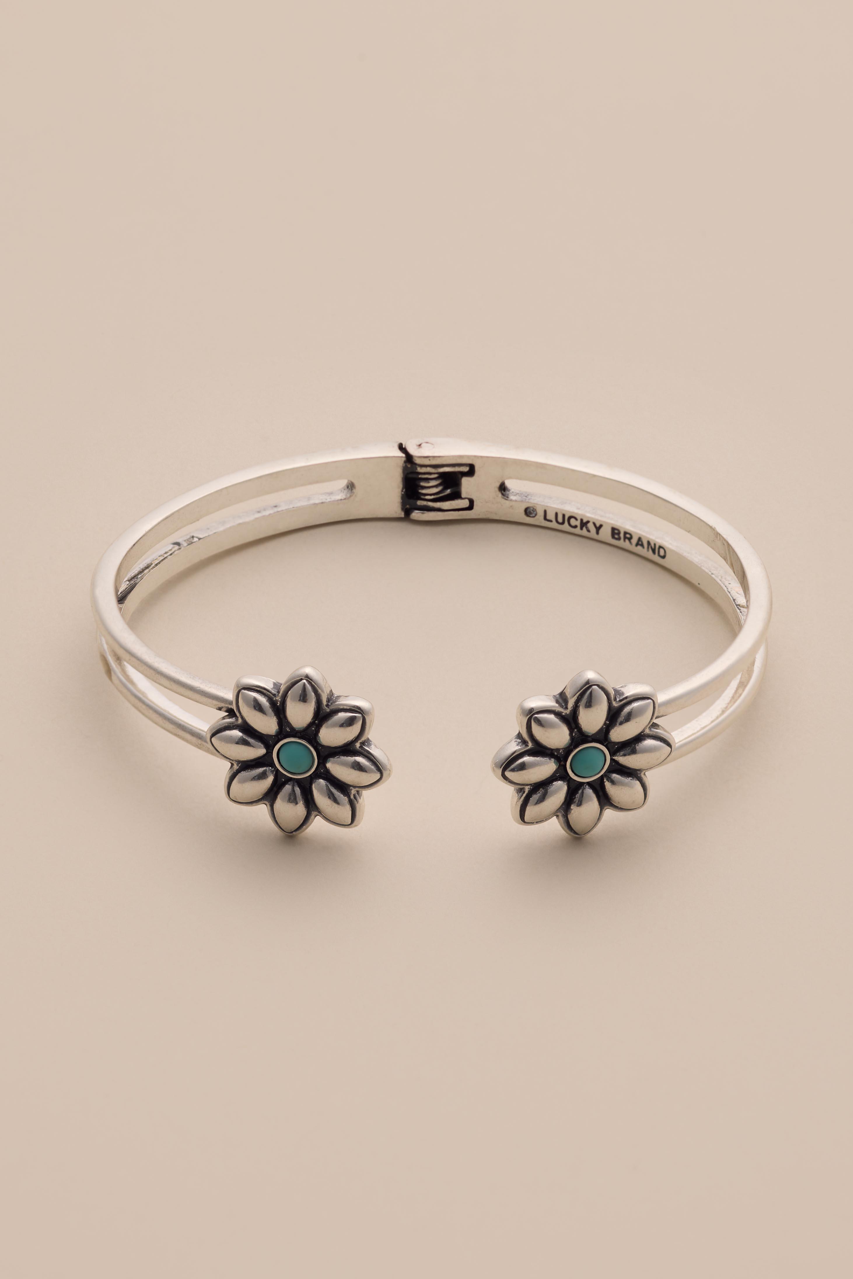 TURQ DAISY HINGE CUFF BRACELET