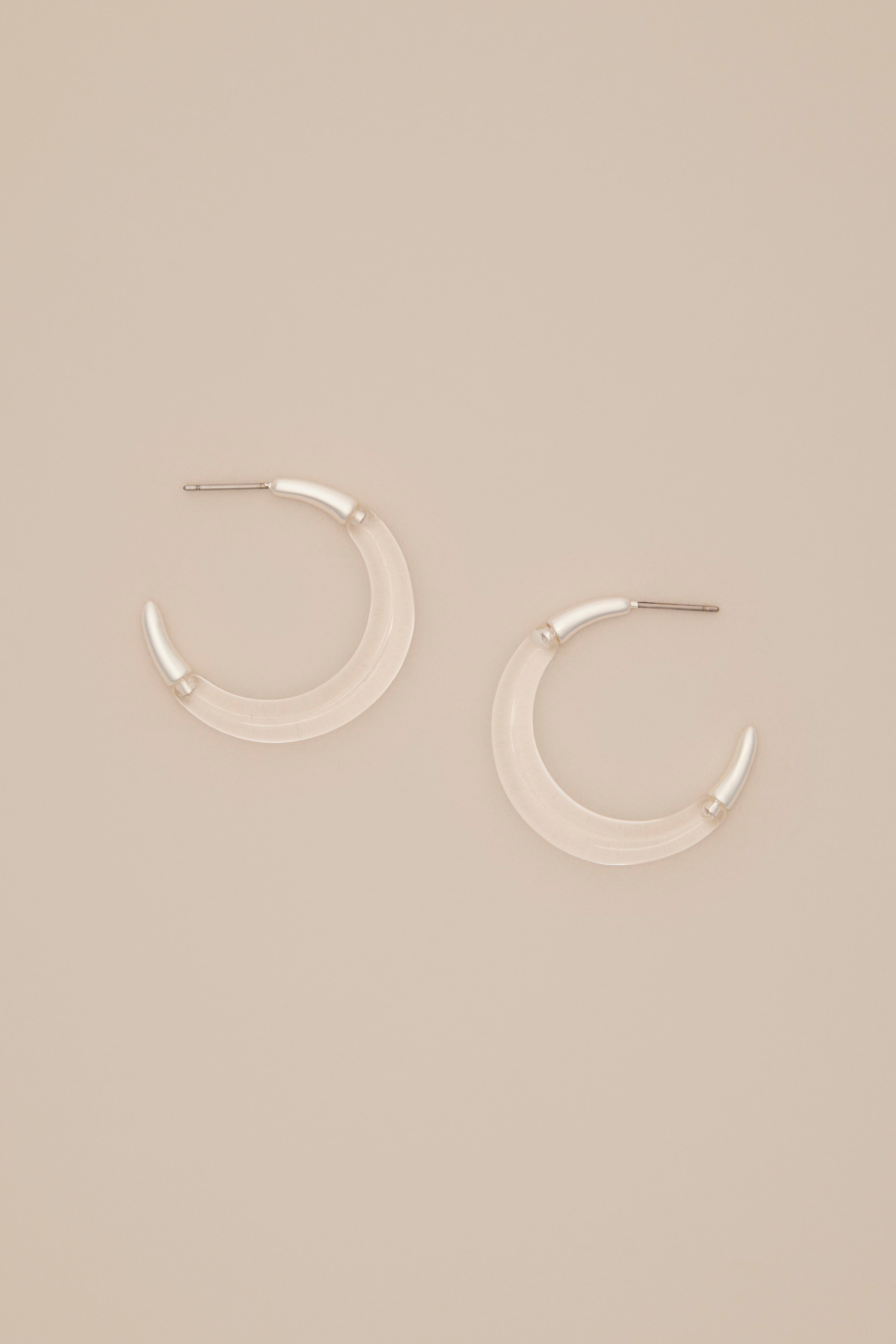 CLEAR RESIN HOOP EARRINGS