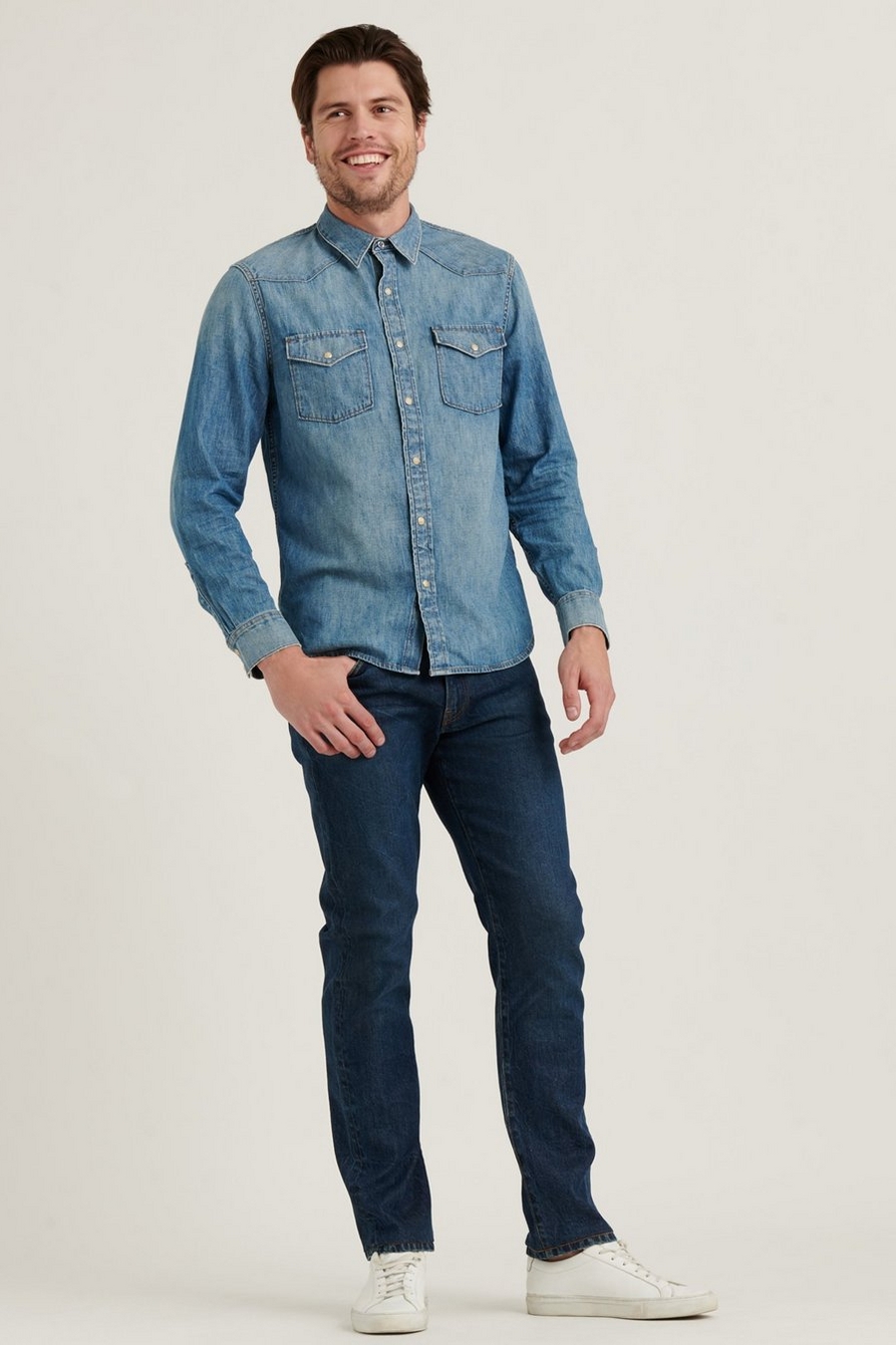 Lucky Brand Men's Long Sleeve Two-Pocket Denim Shirt, Pinedale, XL :  : Fashion
