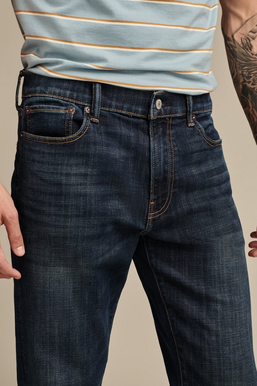 LUCKY BRAND Mens Navy Straight Fit Cotton Blend Denim Jeans 33 X 30 