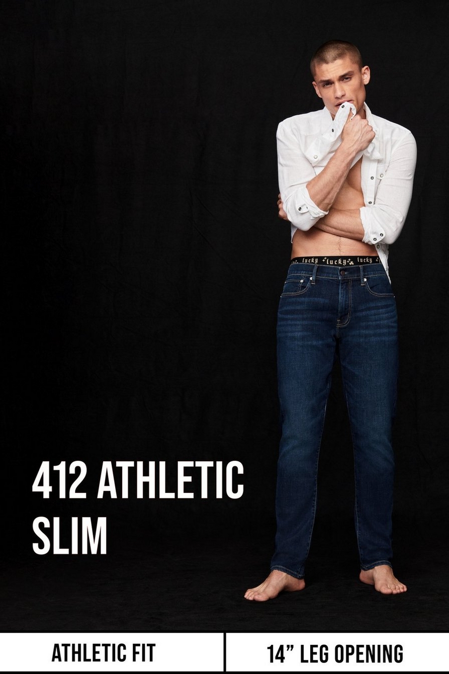 Lucky Brand Men's 412 Athletic Slim Fit Denim Black 32x34 - Yahoo