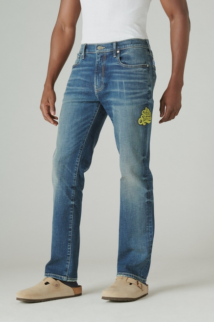 LUCKY BRAND Mens Navy Straight Fit Cotton Blend Denim Jeans 33 X