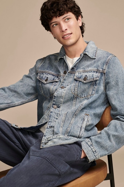  Lucky Brand Women's Legend Shashiko Classic Denim Jacket,  Firebaugh, X-Small : Clothing, Shoes & Jewelry