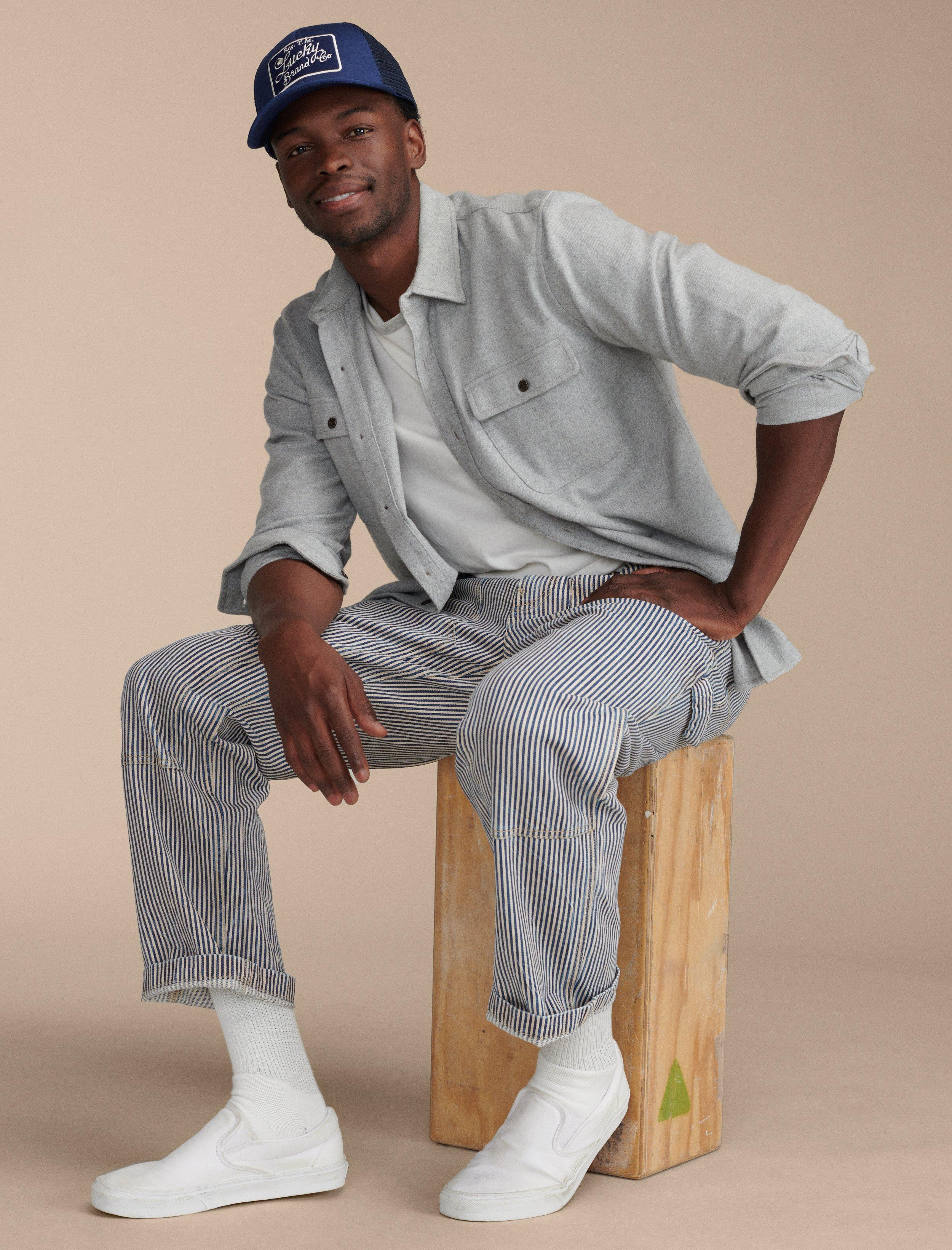 LUCKY LEGEND RAILROAD STRIPE DENIM CARPENTER PANT