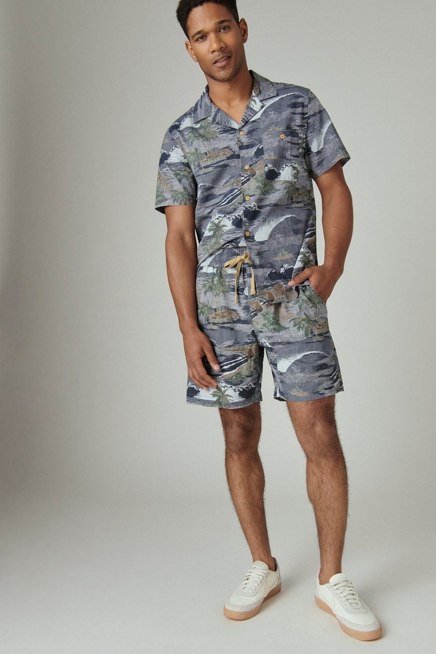 PRINTED LINEN 7" PULL UP SHORT, image 1