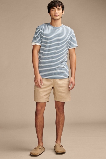 Lucky Brand Mens Linen Shorts Drawstring Khaki Tan Summer Mens Size 38 x 9.5