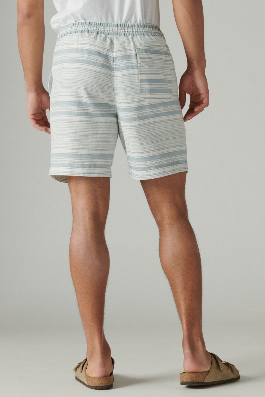 Lucky Brand Elastic Waist Linen Blend Striped 7 Inseam Shorts