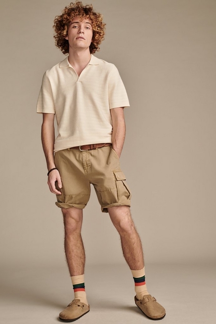 Lucky Brand Shorts Mens 34 Beige Chino Casual Saturday Stretch Preppy Men