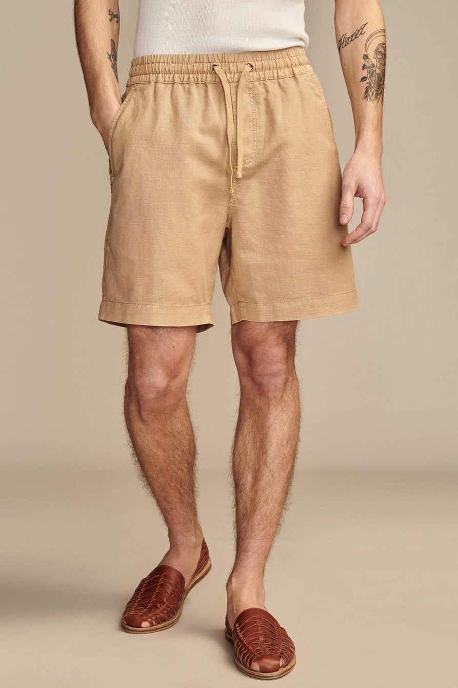Lucky Brand Drawstring Elastic Linen Blend 7 Inseam Shorts