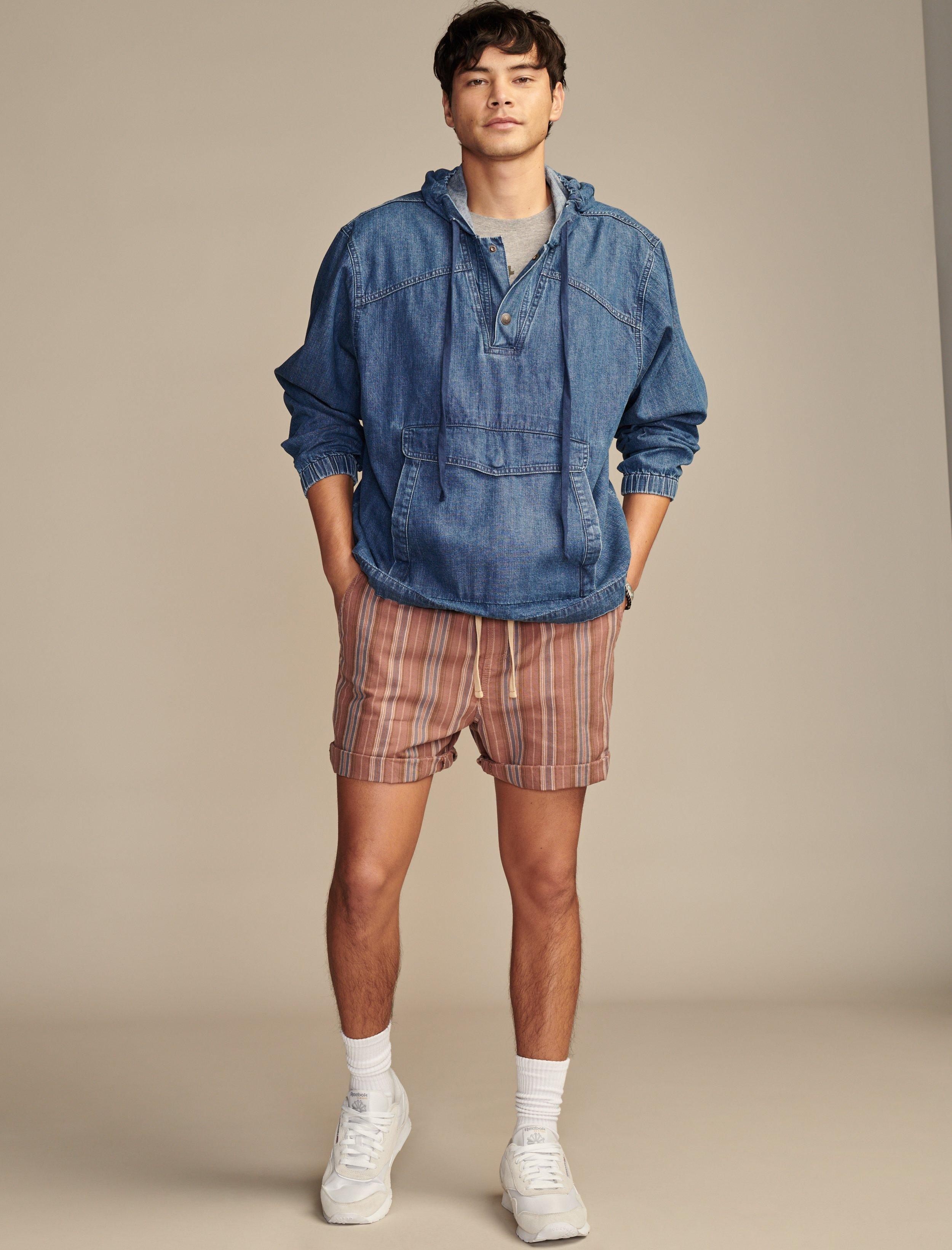 7" STRIPED LINEN PULL-ON SHORTS