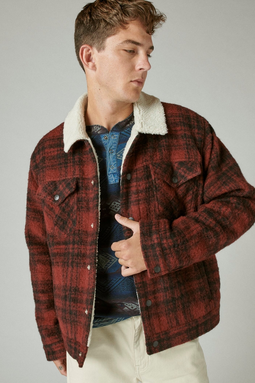 PLAID SHERPA LINED TRUCKER, image 1