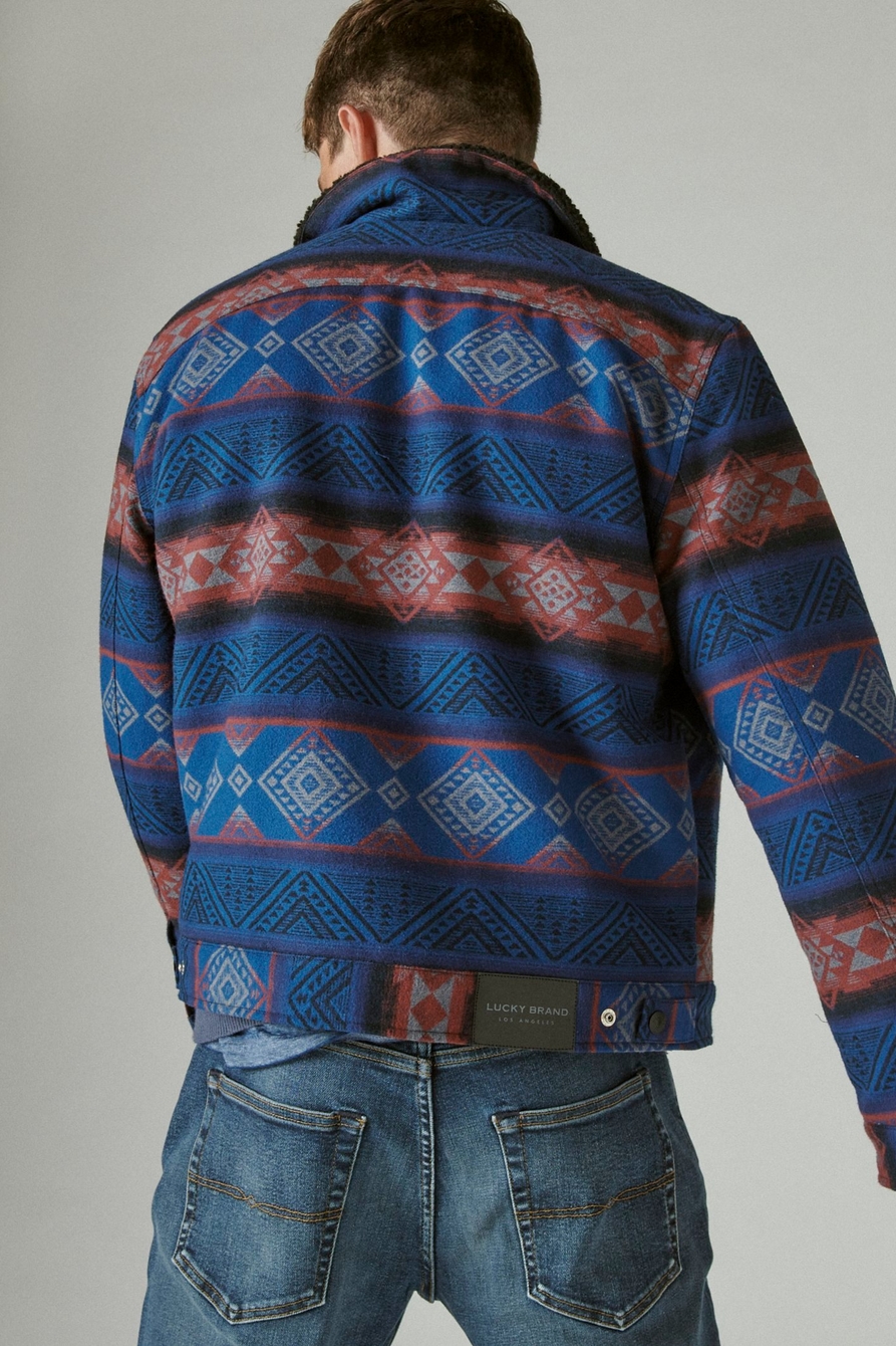 Lucky Brand mens Stripe Sherpa Lined Trucker Jacket 