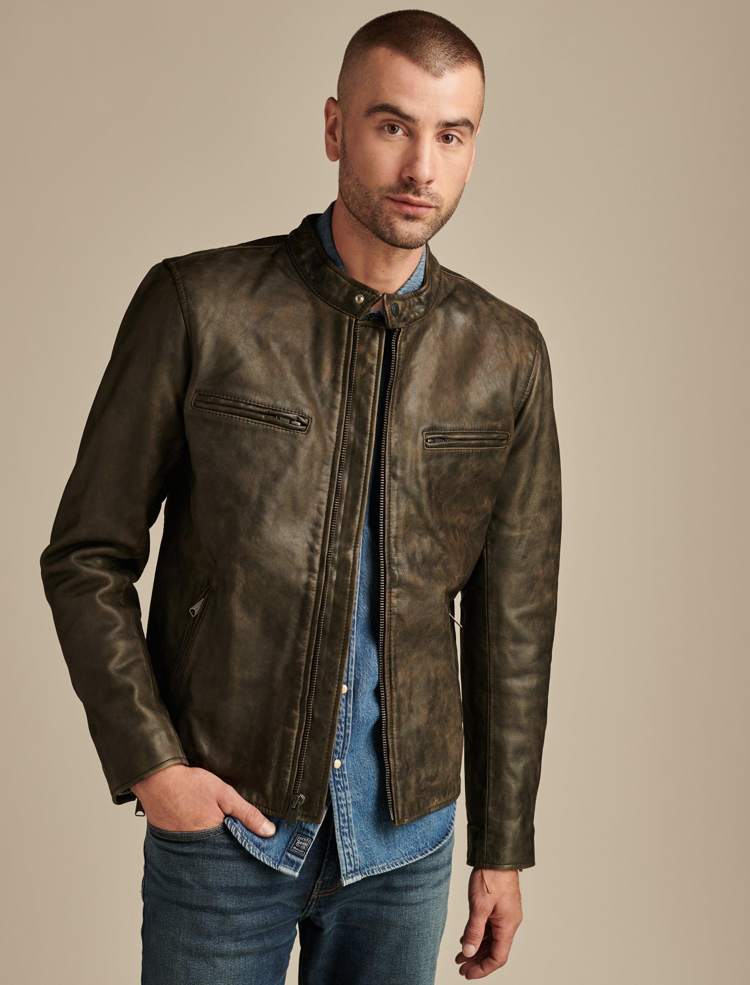 coffee shop faux leather jacket