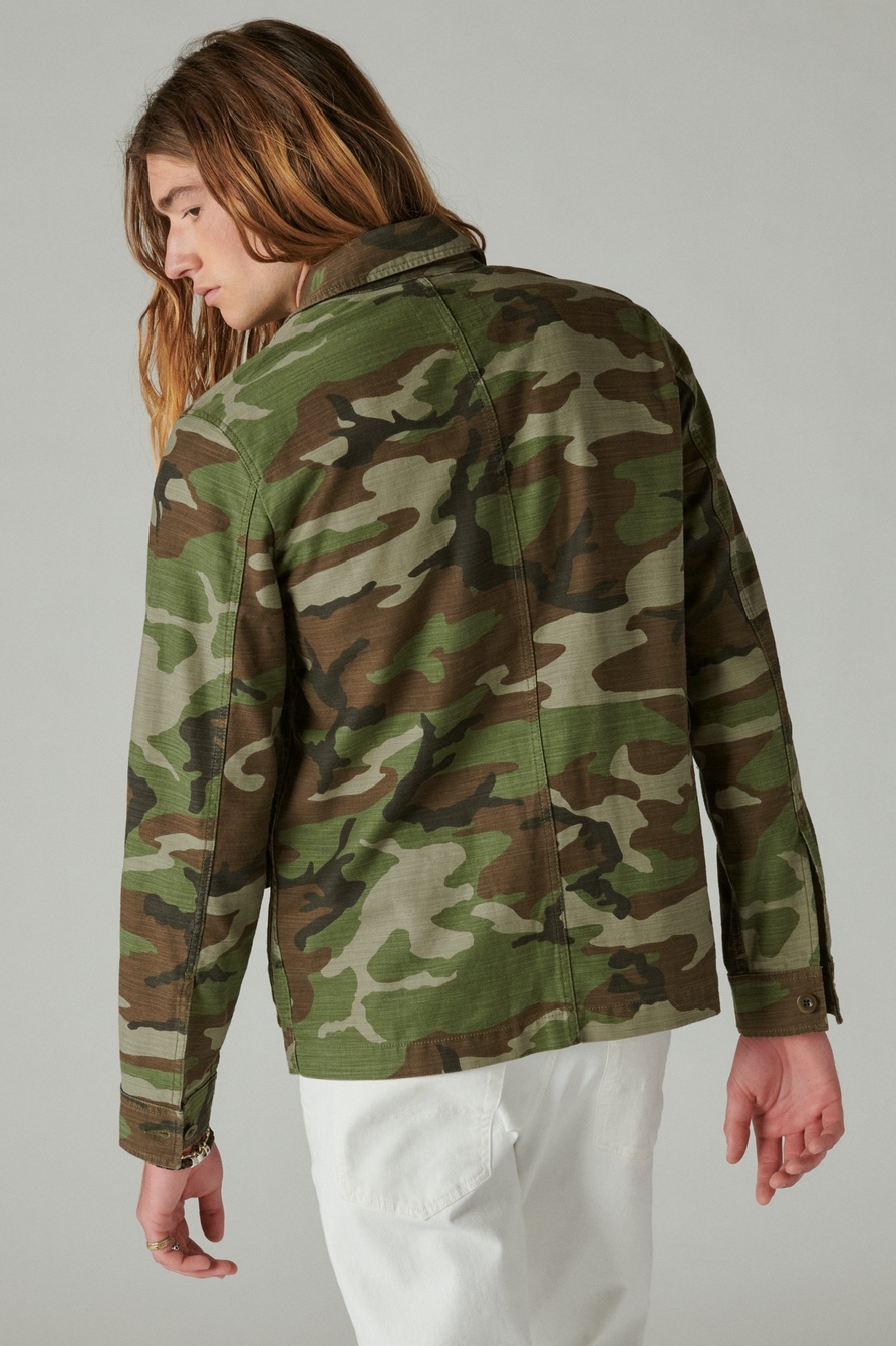 Buy Lucky Brand women camouflage denim jacket olive combo Online