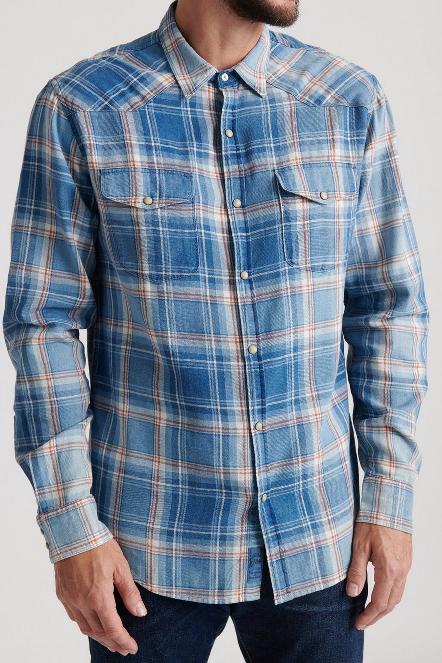 Lucky Brand Men’s Button Shirt XL True Indigo Classic Fit Pearl Snaps  Western